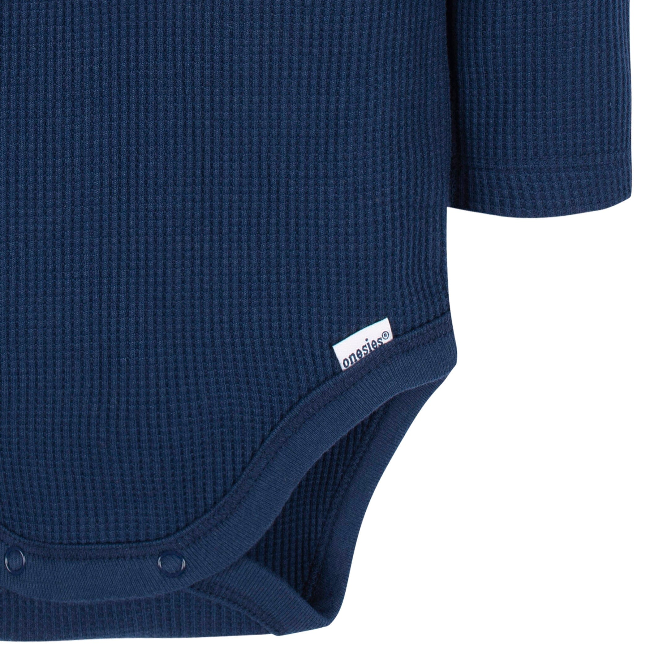 2-Pack Baby Boys Navy & Light Blue Long Sleeve Henley Onesies Bodysuits