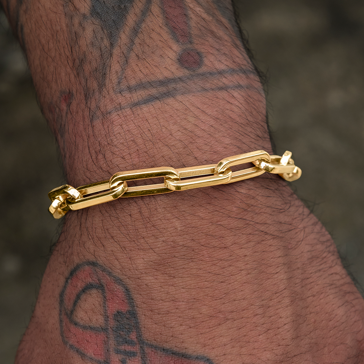 Paper Clip Bracelet in Yellow Gold- 8mm