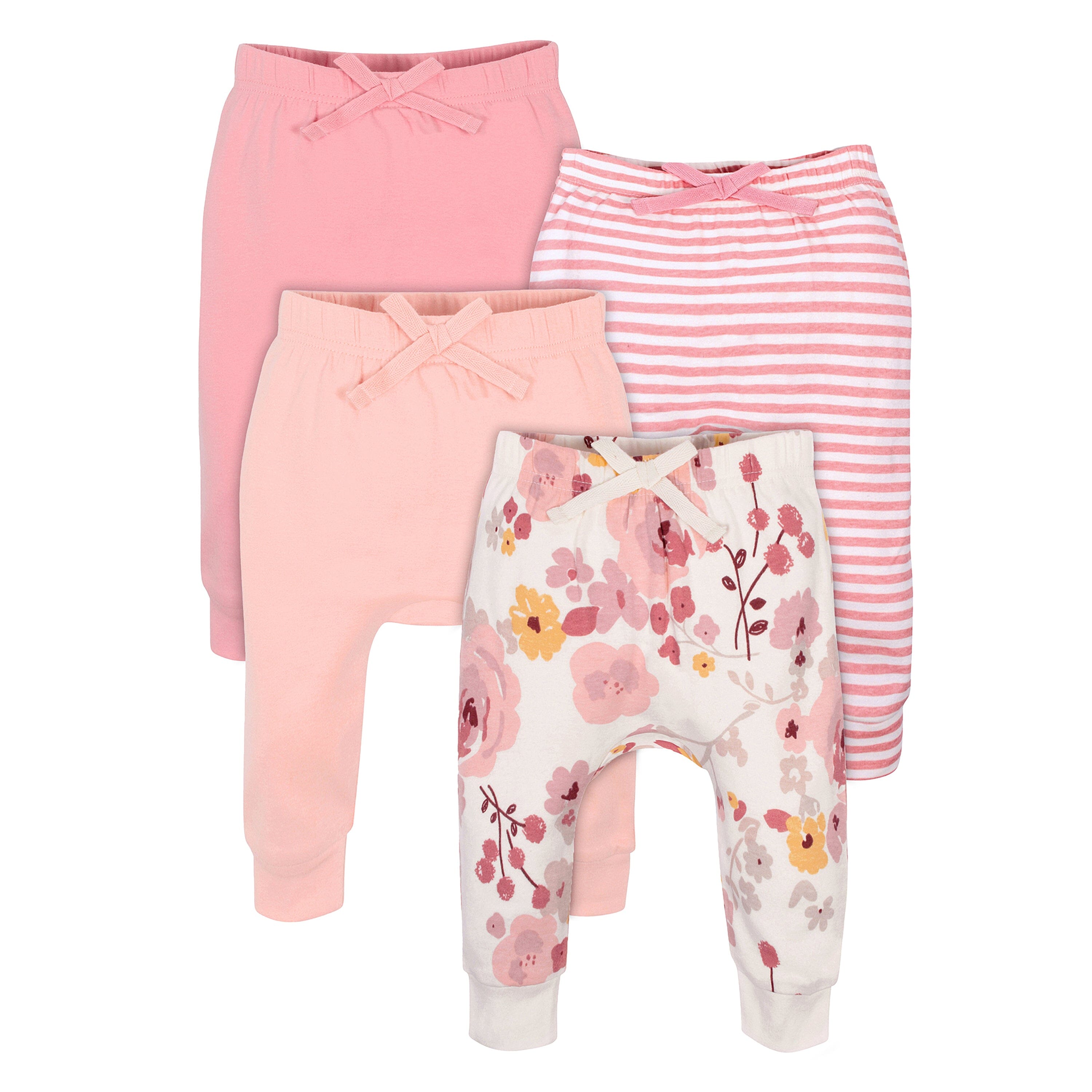 4-Pack Baby Girls Pink Floral Jogger Pants