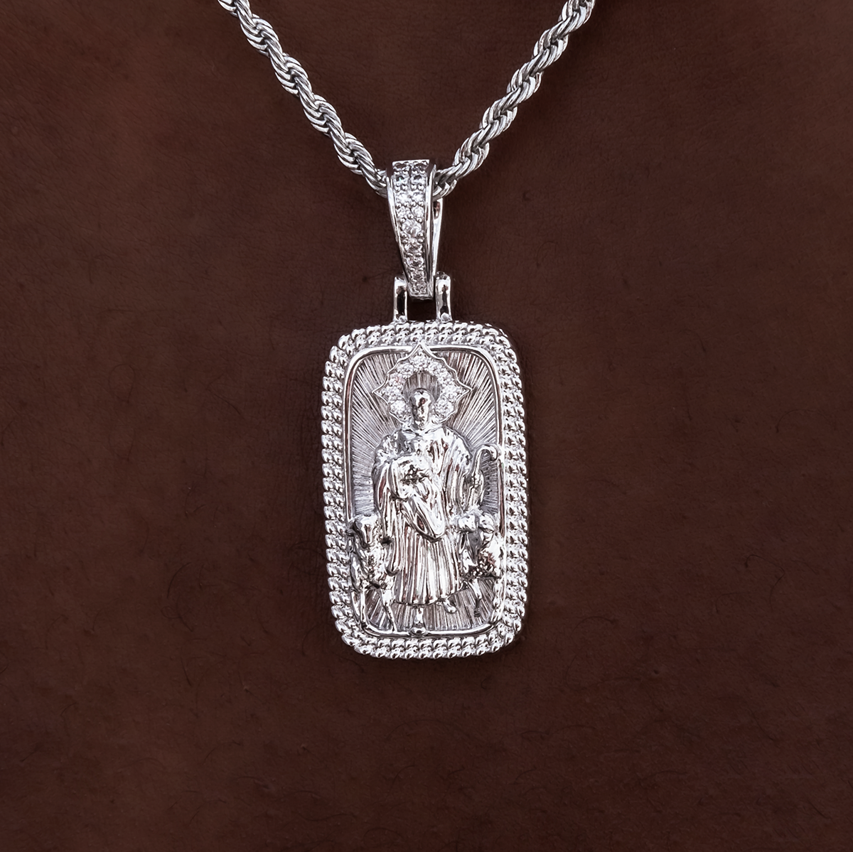 Icon Shepherd Pendant in White Gold