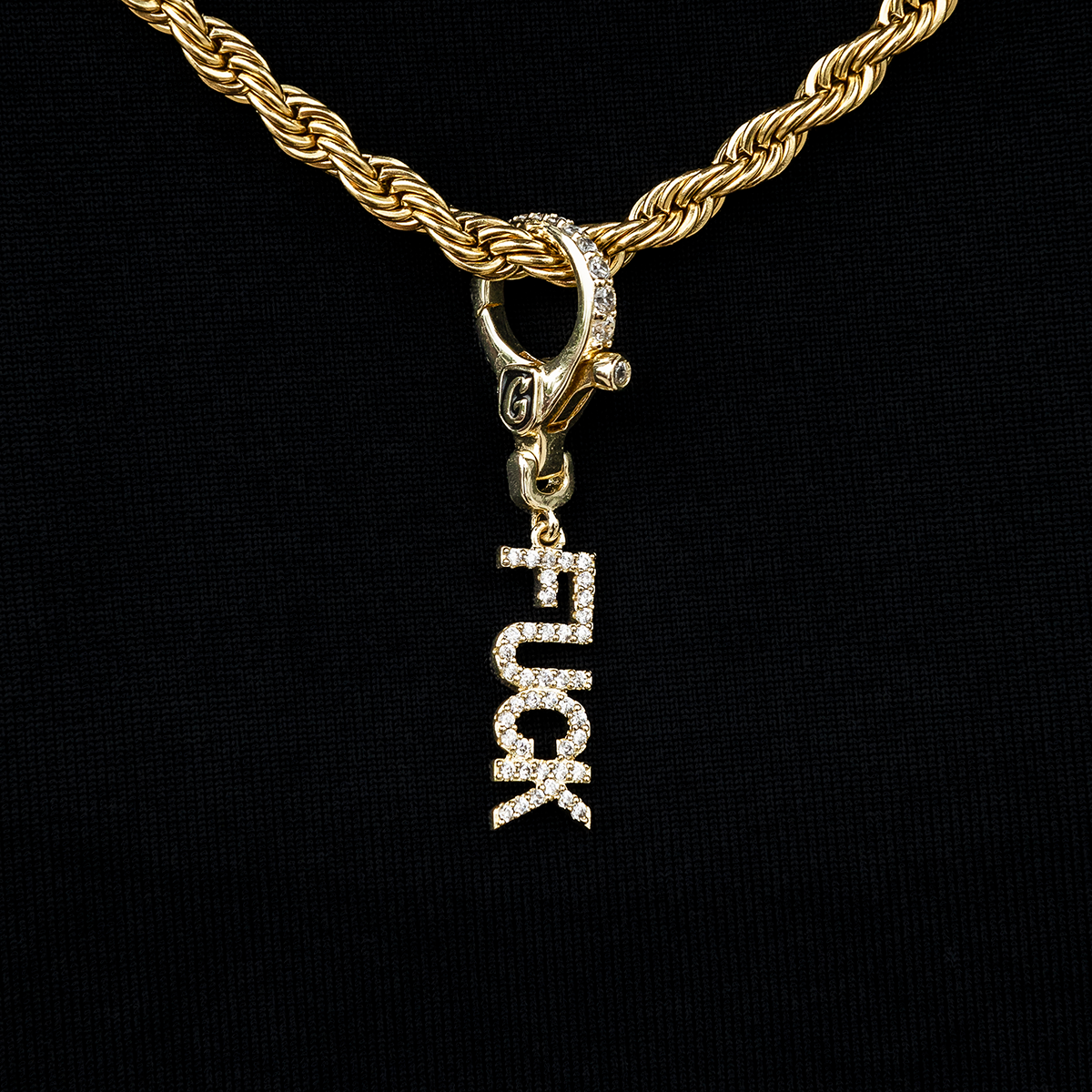 Fuck Clip On Pendant in Yellow Gold