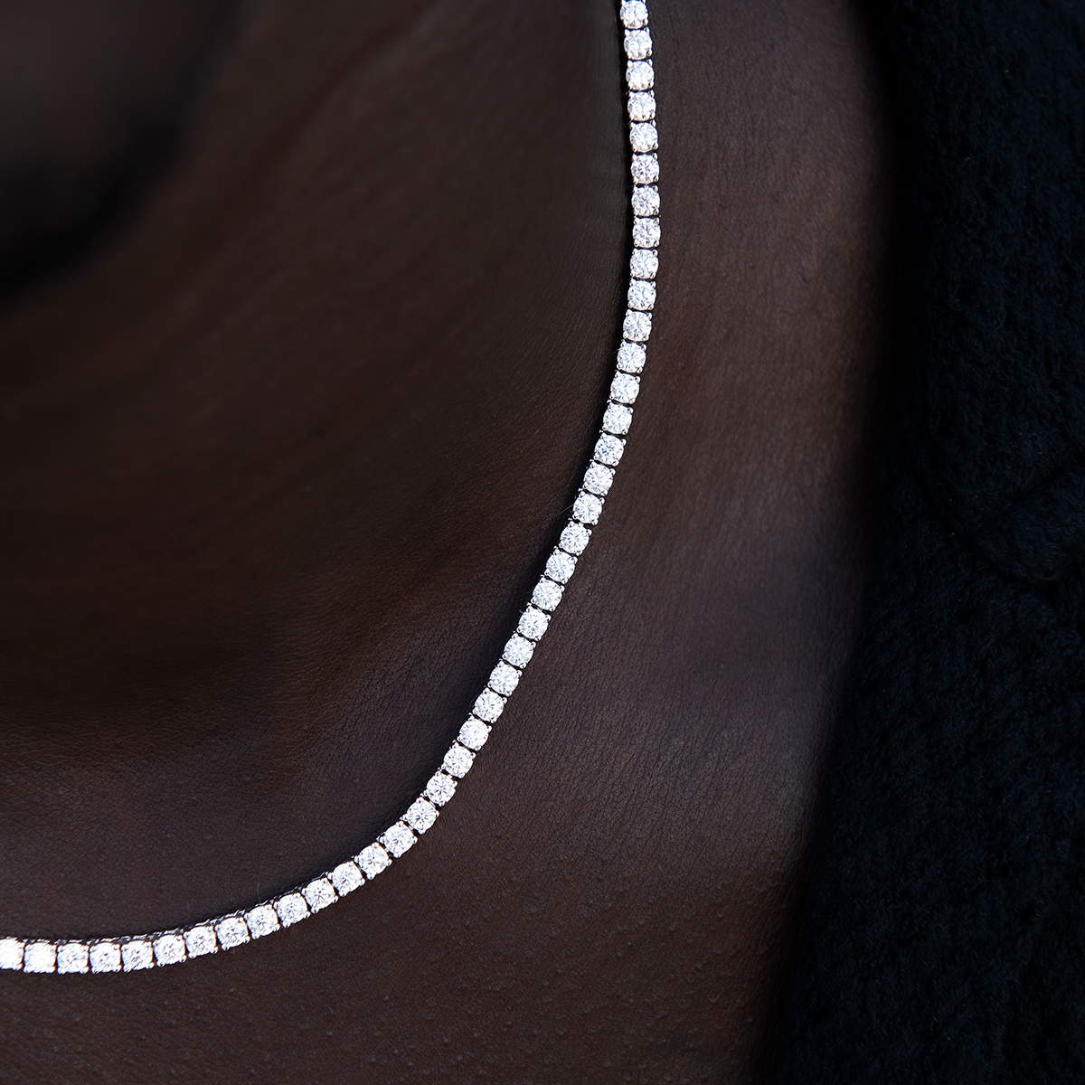 Moissanite Diamond Tennis Chain in White Gold Vermeil- 3mm