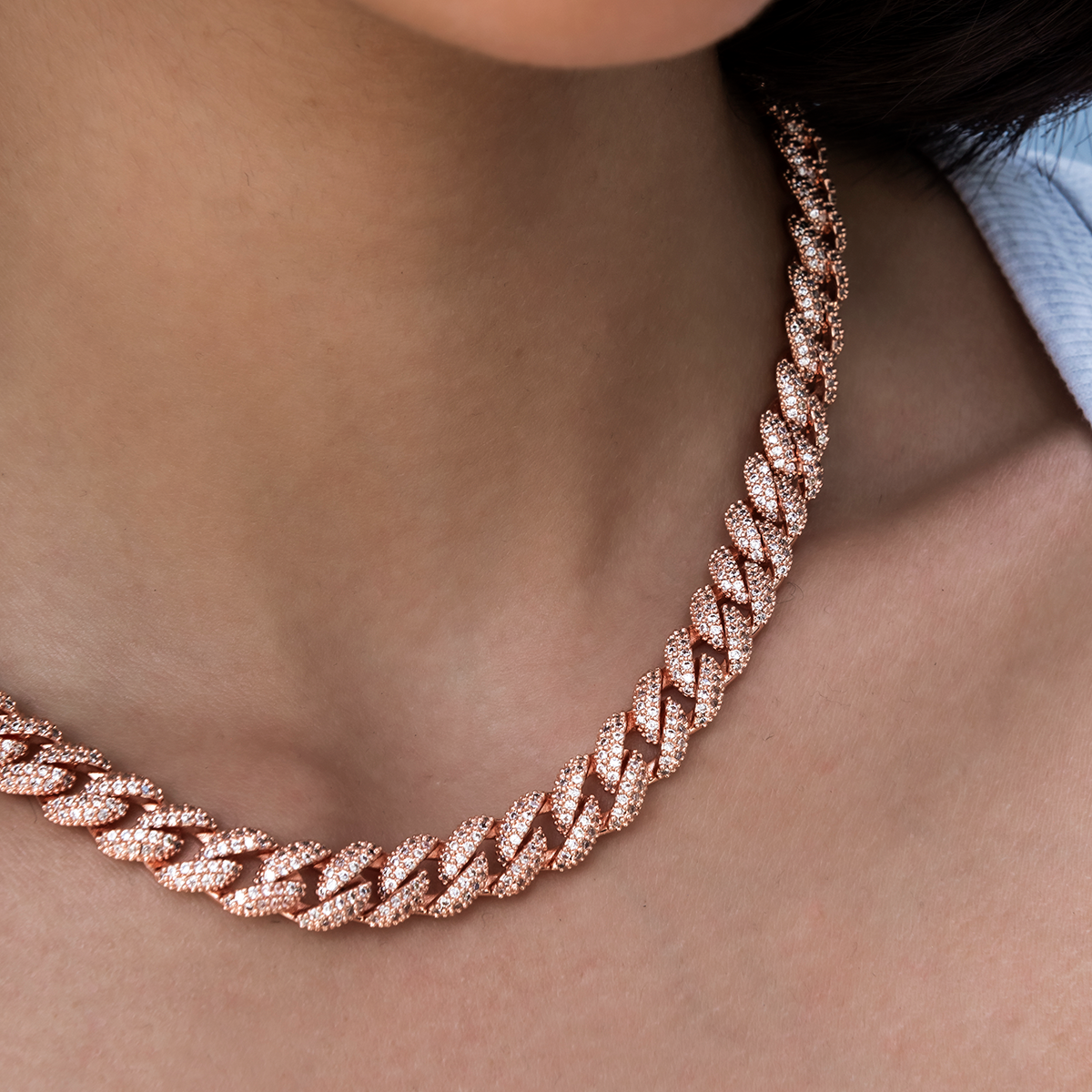 Diamond Cuban Necklace in Rose Gold- 8.5mm