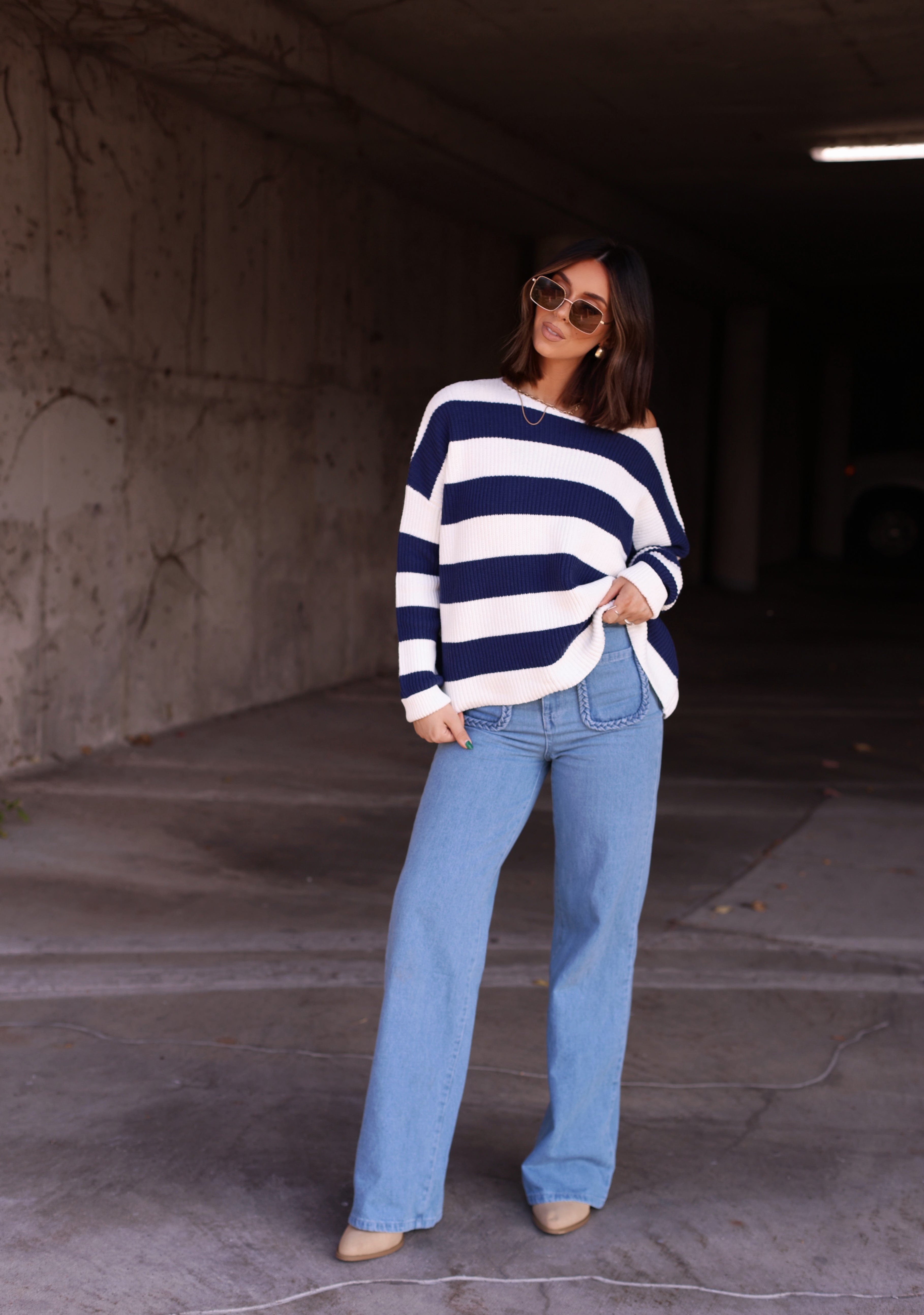 Navy Striped Sweater