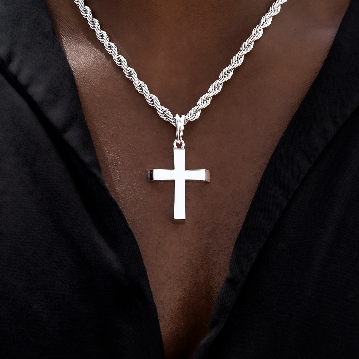 Simple Cross Pendant in White Gold