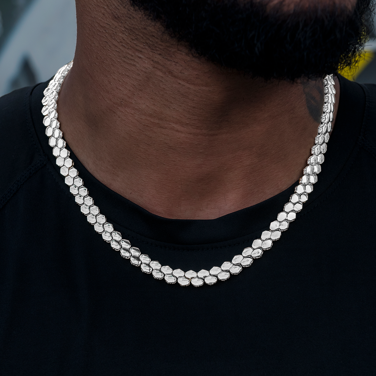 Flat Reptile Chain in White Gold-4mm