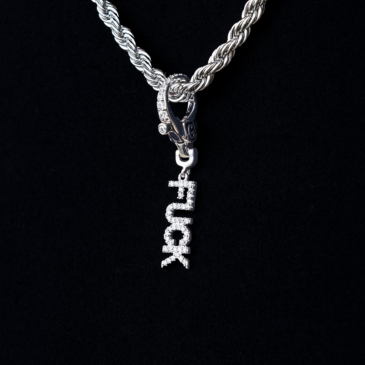 Fuck Clip On Pendant in White Gold