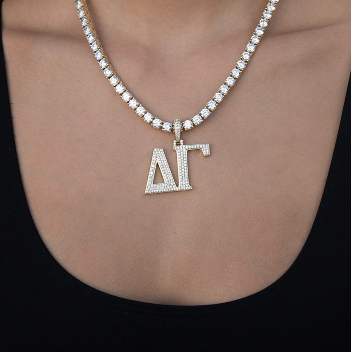 Delta Gamma Sorority Pendant in Yellow Gold