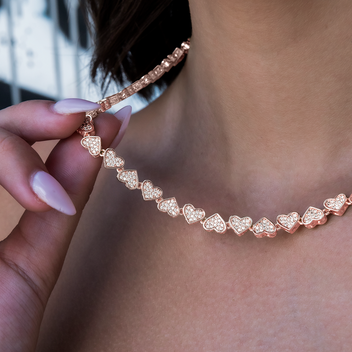 Eternity Heart Necklace in Rose Gold