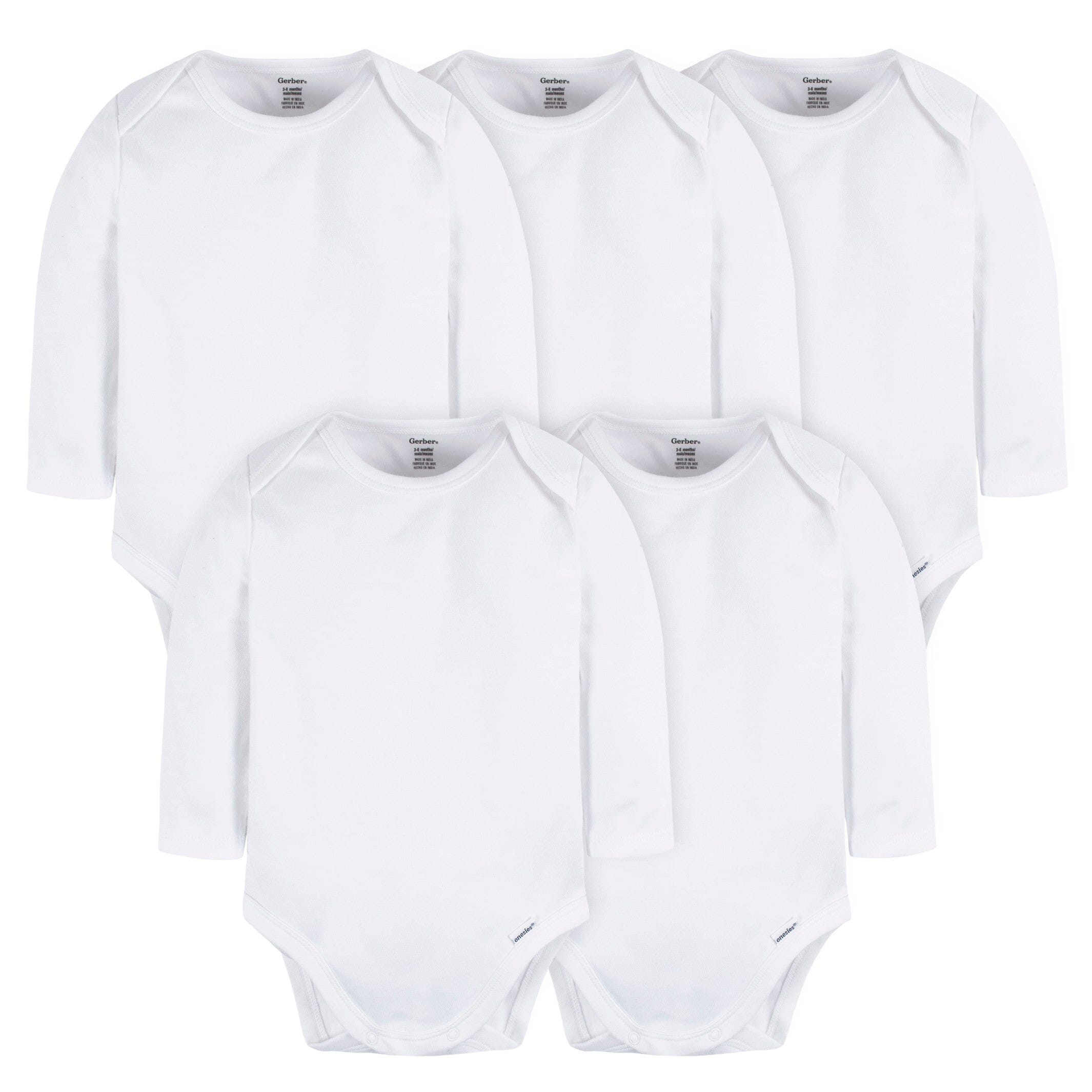 5-Pack Baby White Premium Long Sleeve Onesies Bodysuits