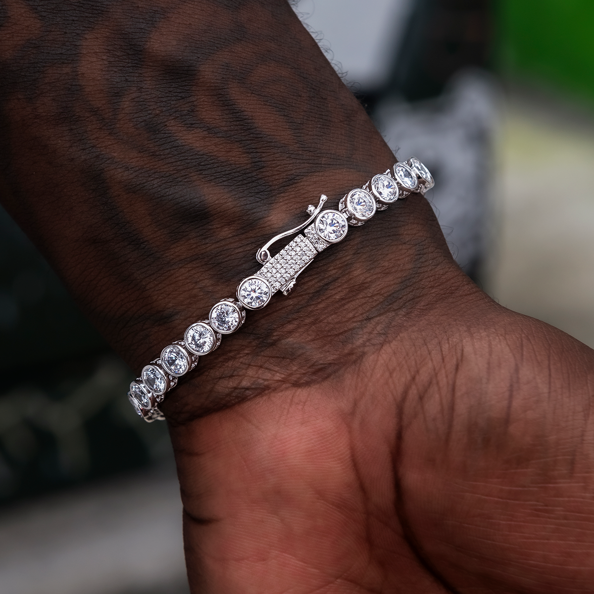 Bezel Tennis Bracelet in White Gold- 5mm