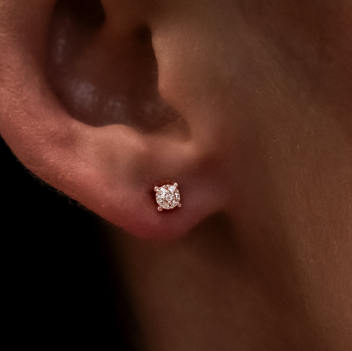 5mm Pave Round Earrings in Rose Gold