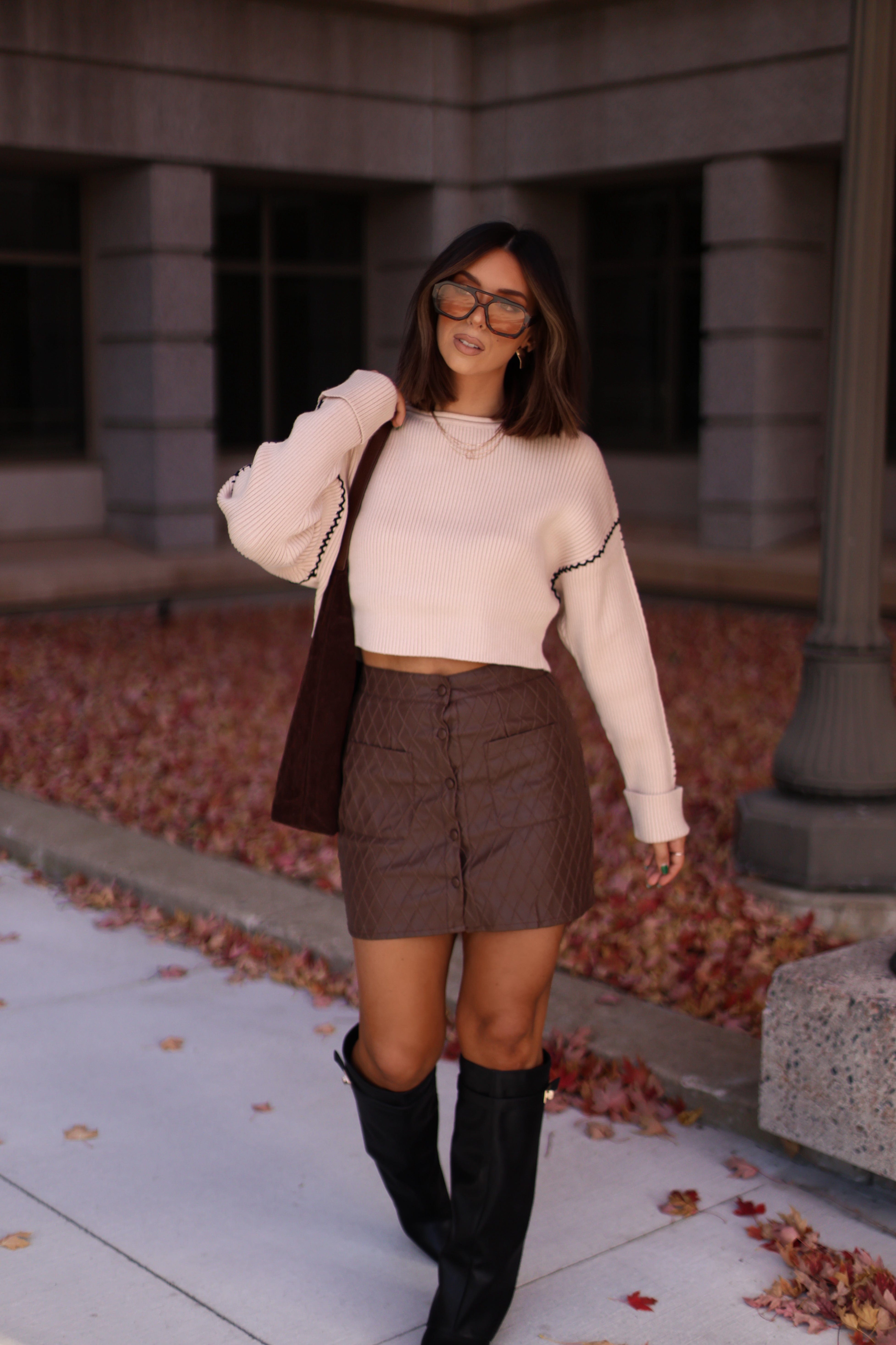 Quilted Faux Leather Skirt