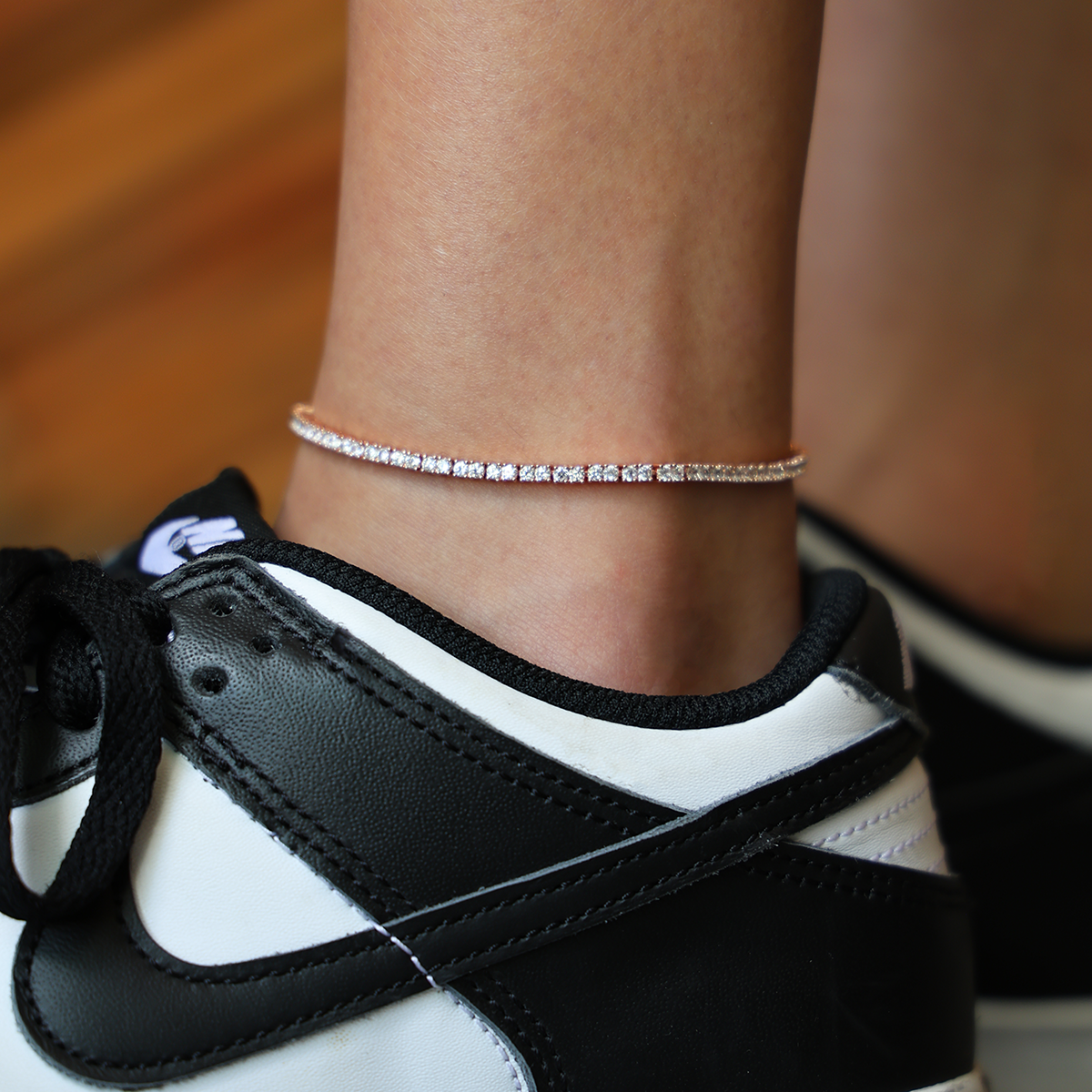 Diamond Tennis Anklet in Rose Gold- 2mm