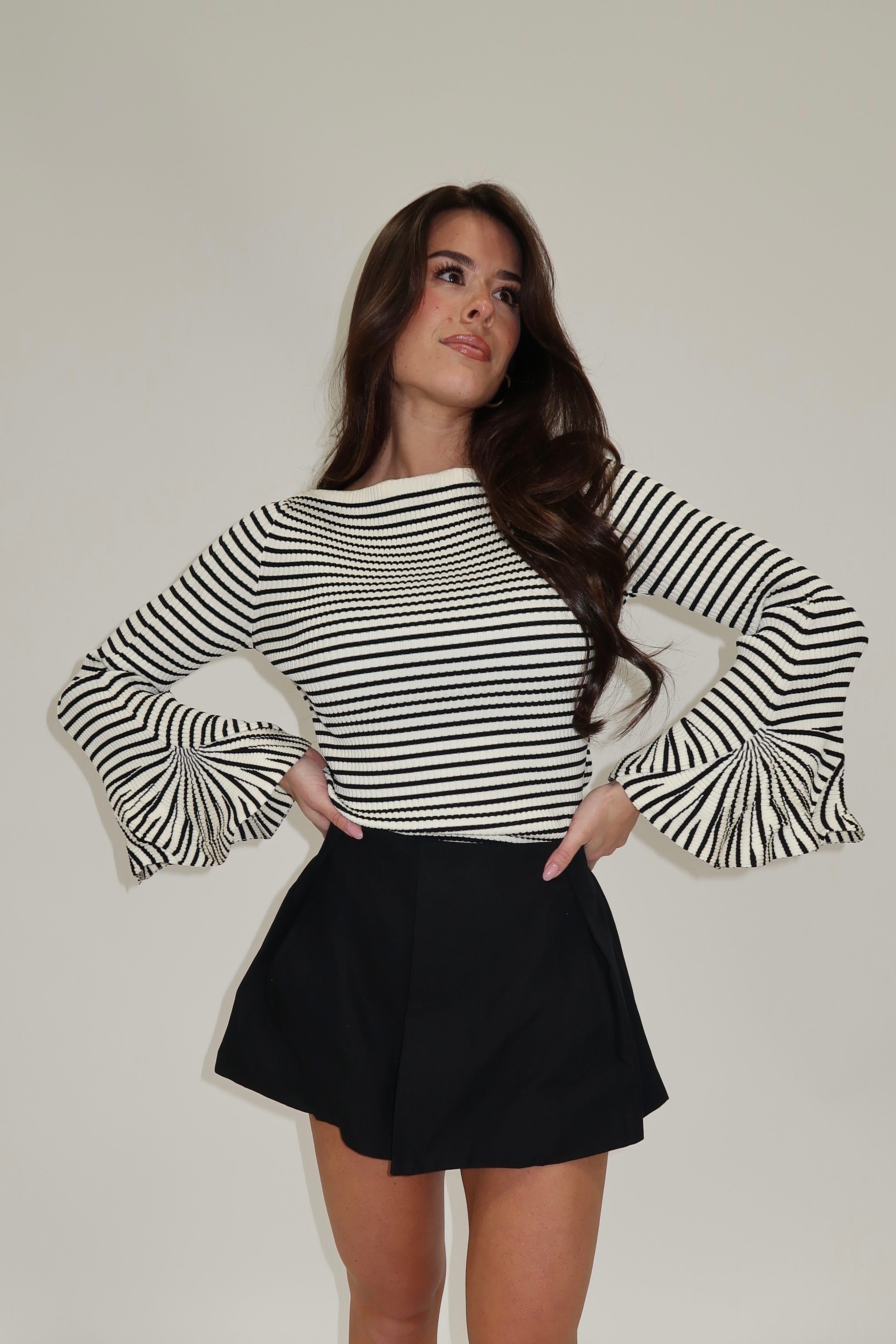 Striped Bell Sleeve Top