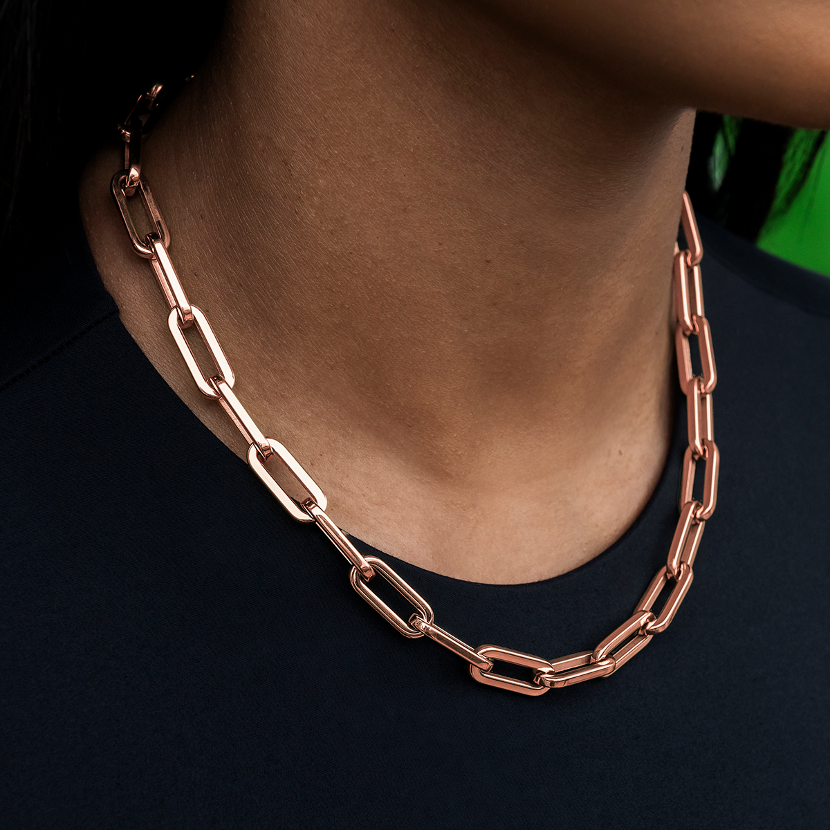 Paper Clip Necklace in Rose Gold- 8mm