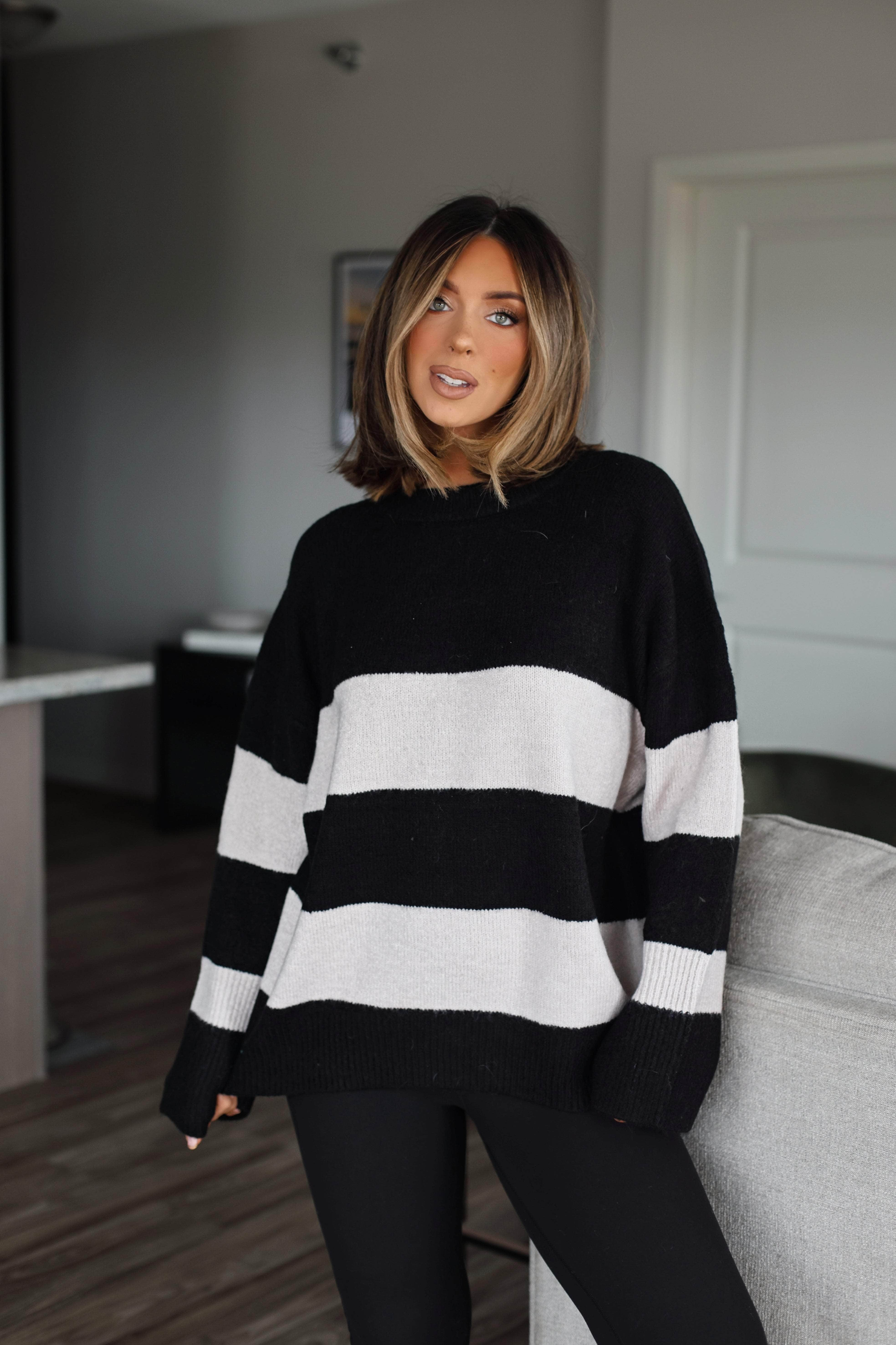 Oversized Striped Knit Sweater