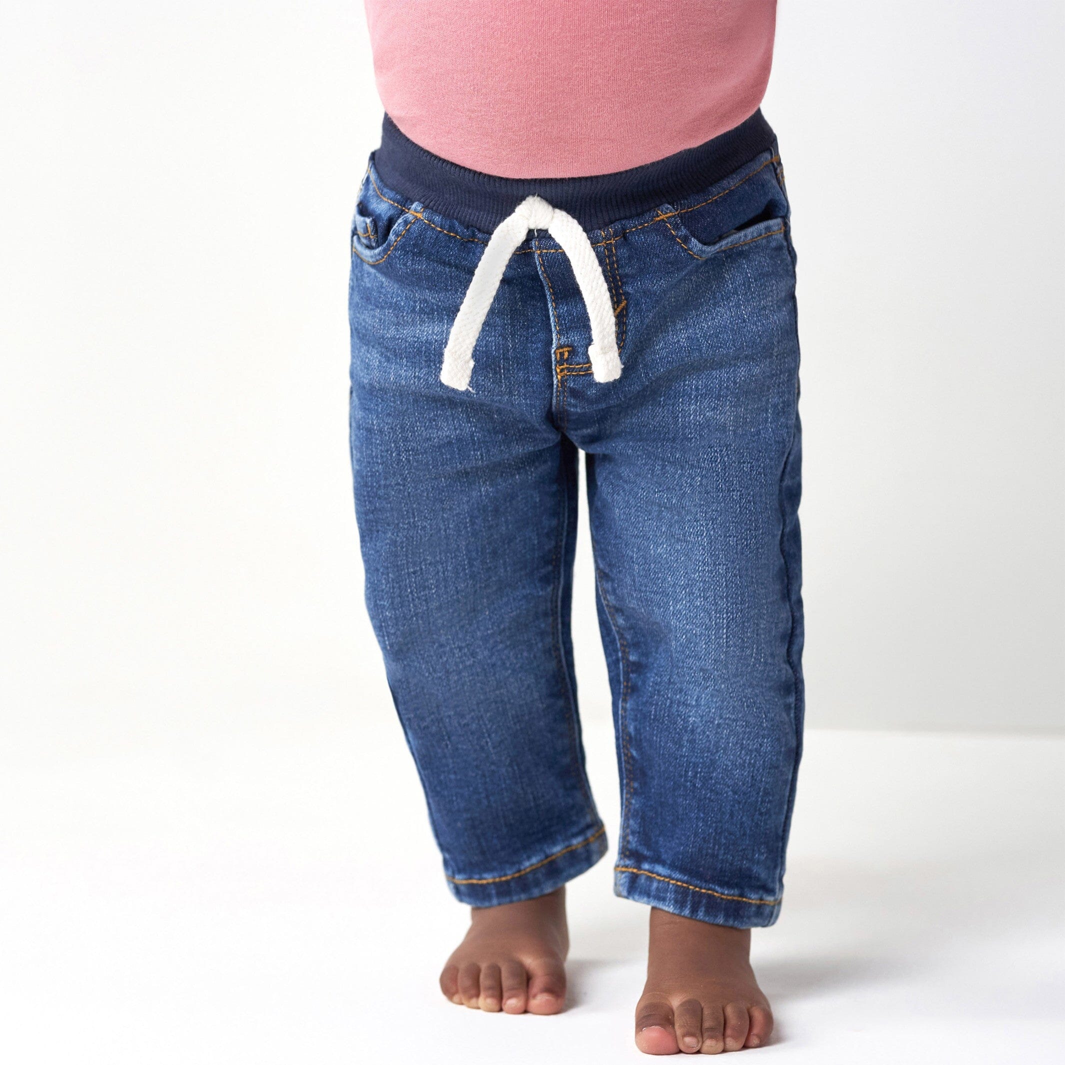 Baby Neutral Blue Rib Waist Skinny Denim Jeans