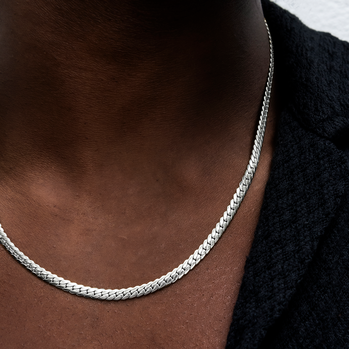 South Beach Cuban Chain in White Gold- 5mm