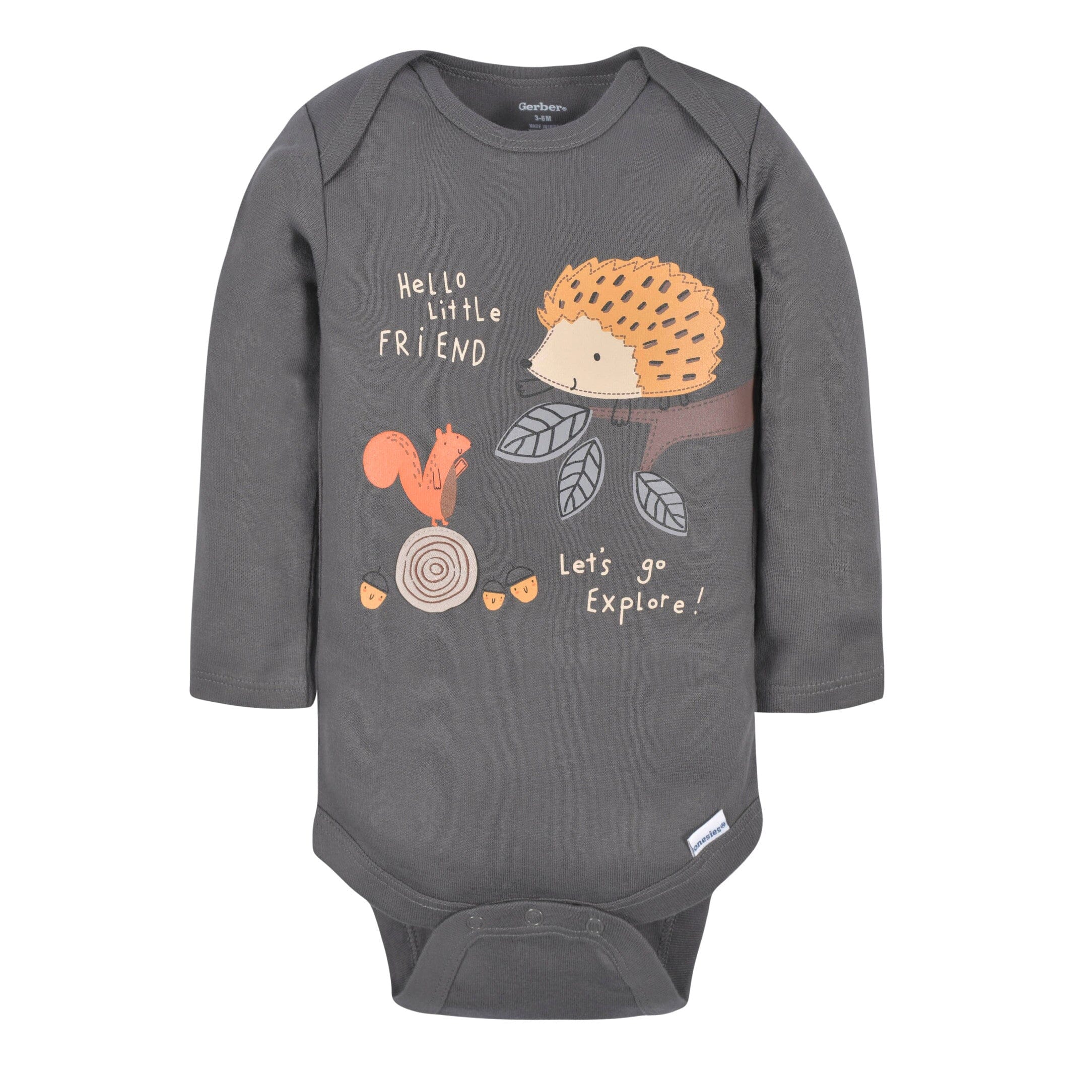 3-Pack Baby Boys Hedgehog Long Sleeve Onesies Bodysuits