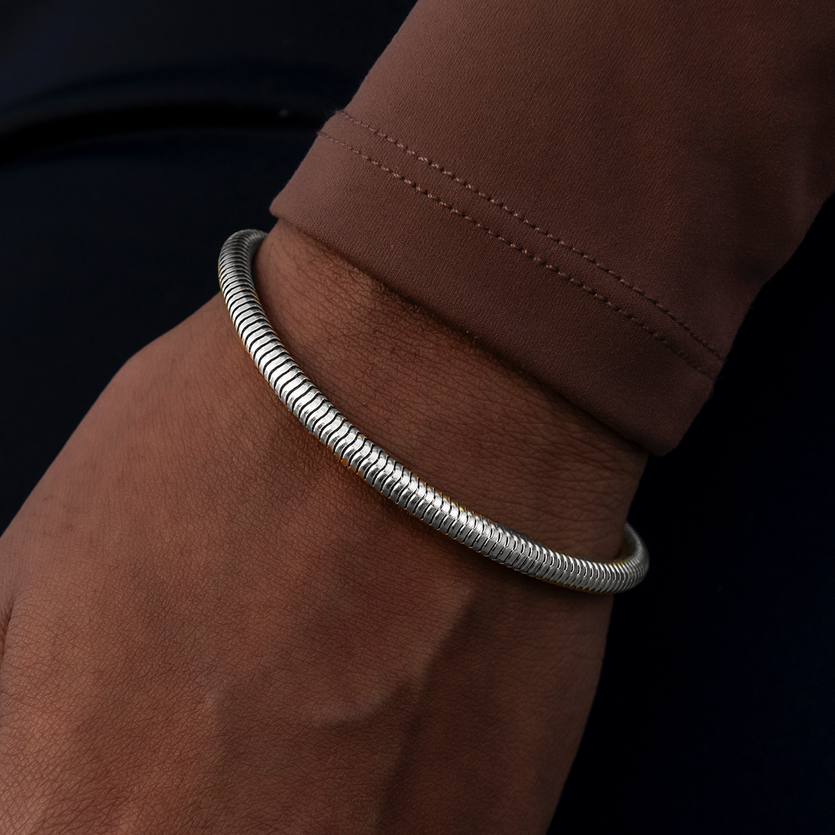 Snake Chain Bracelet in White Gold- 4mm