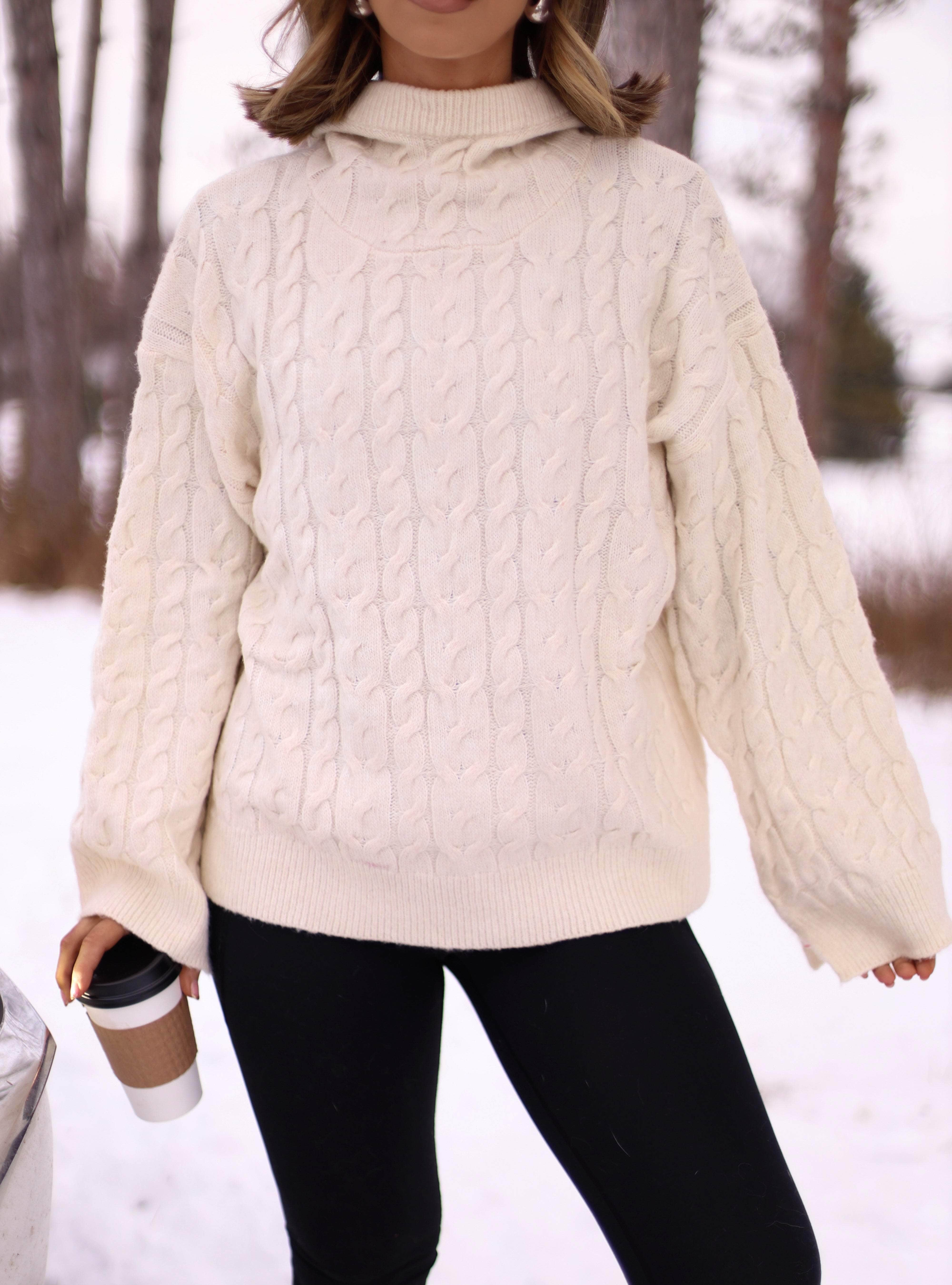 Log Cabin Cable Knit Sweater