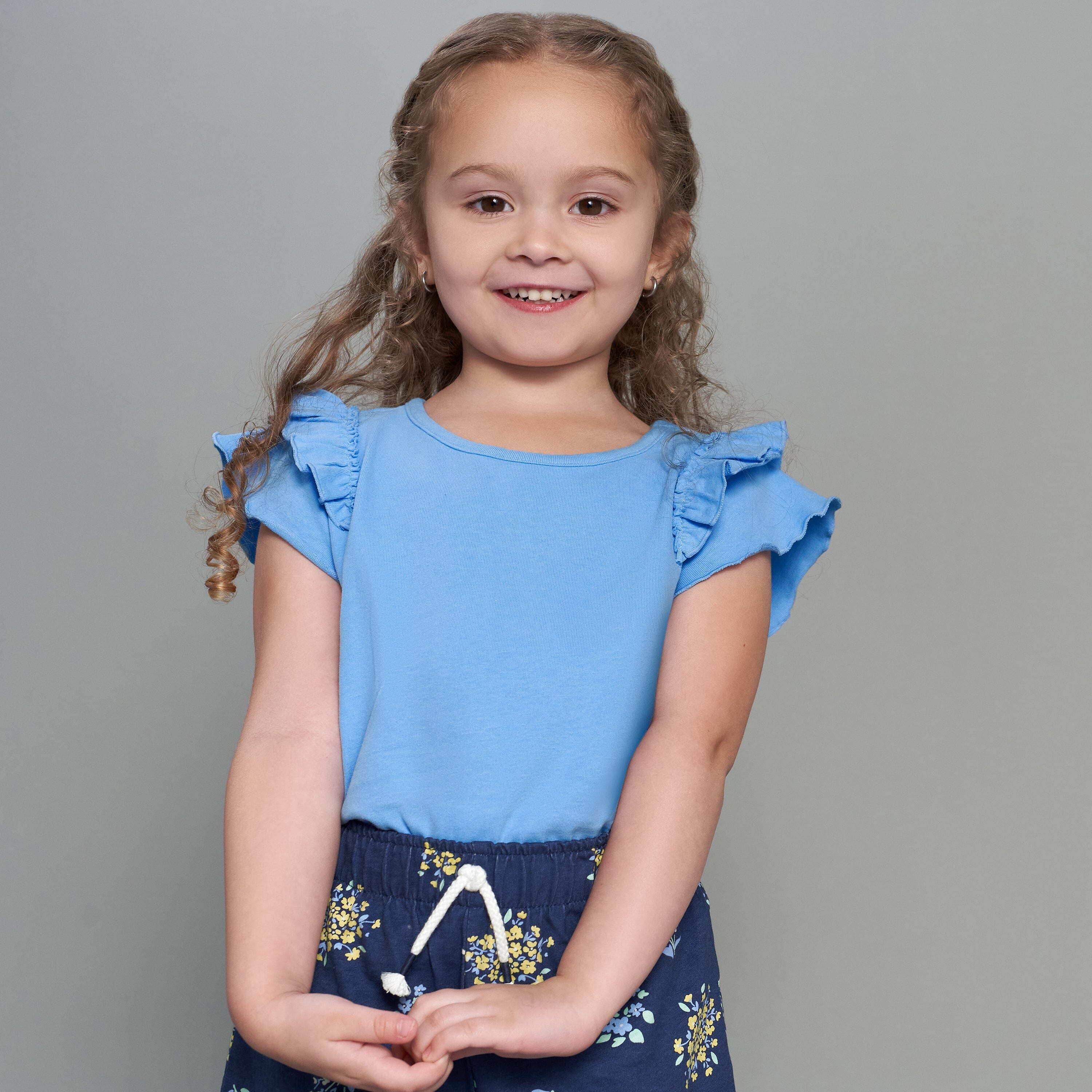 2-Pack Infant & Toddler Girls Blue Double Ruffle Tops