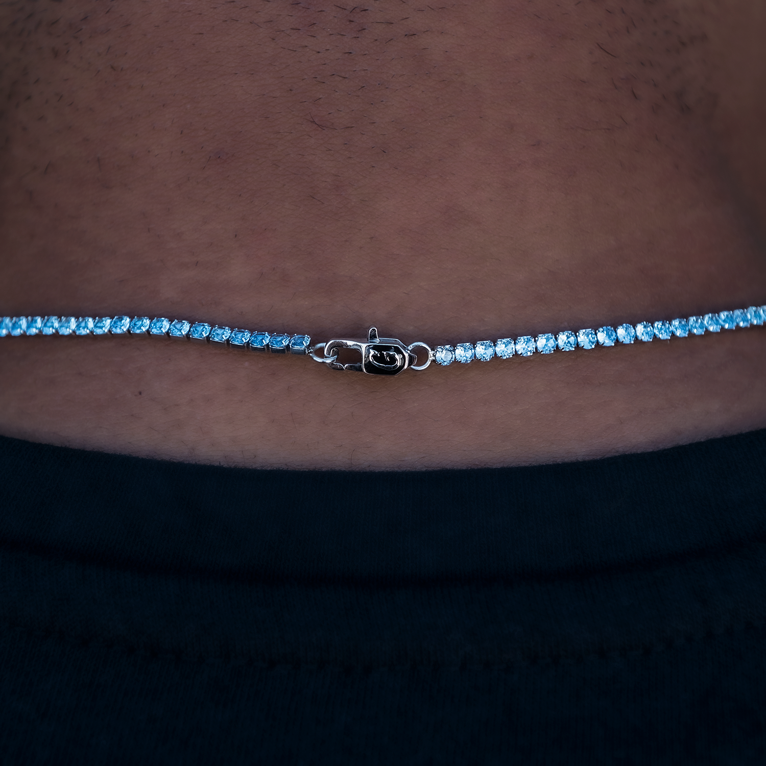 Blue Topaz Diamond Micro Tennis Chain