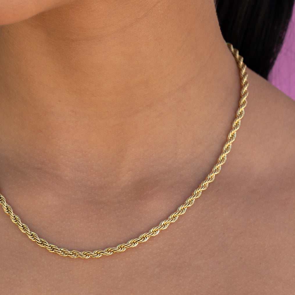 Rope Necklace in Yellow Gold - 4mm