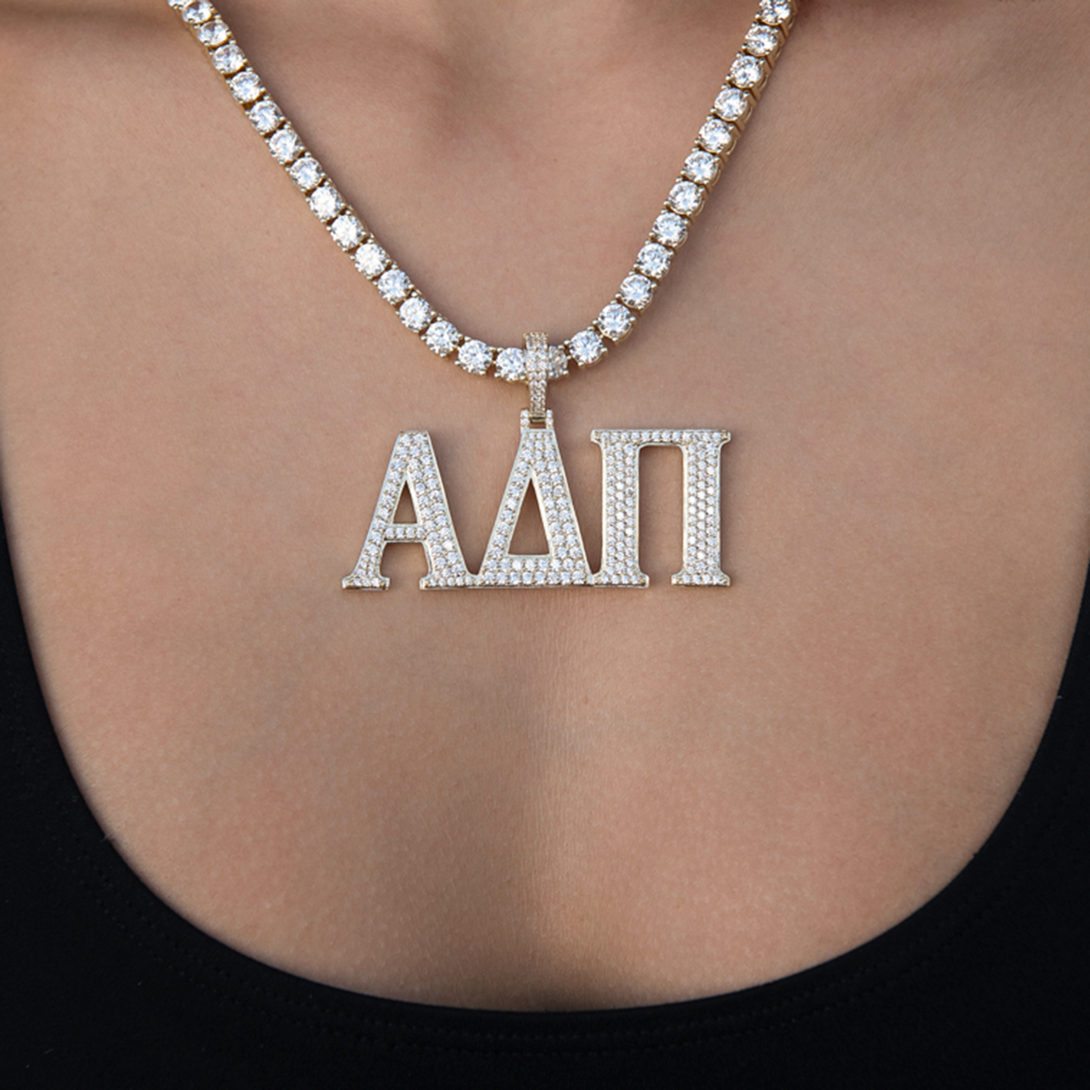 Alpha Delta Pi Sorority Pendant in Yellow Gold