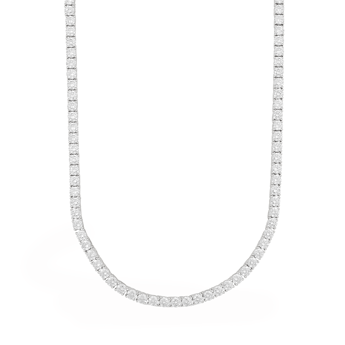 Moissanite Diamond Tennis Necklace in White Gold Vermeil- 3mm