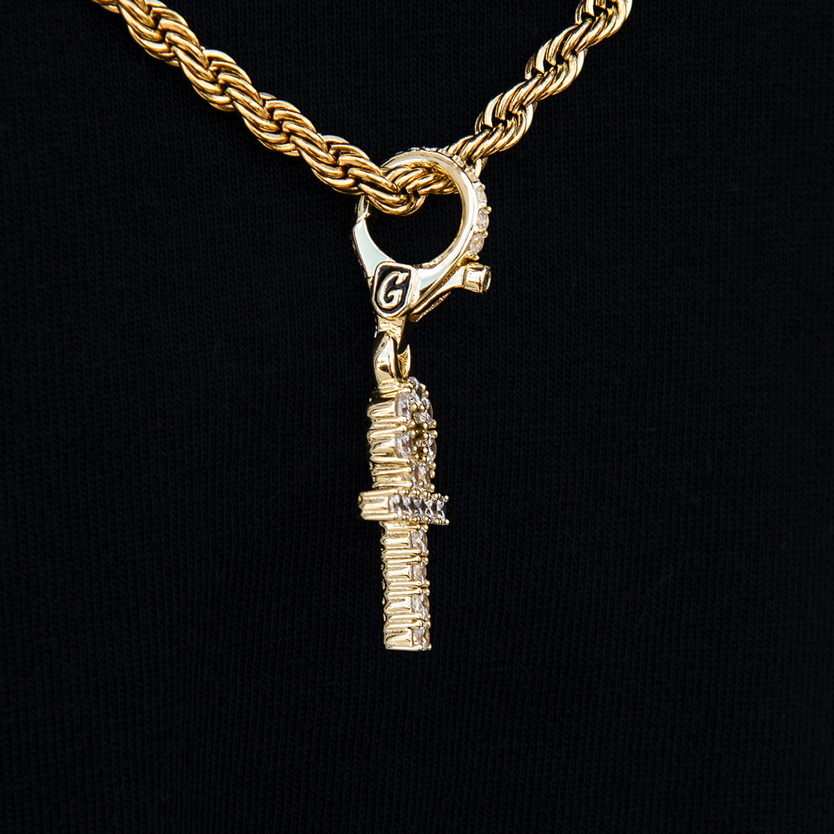 Micro Ankh Cross Clip On Pendant in Yellow Gold