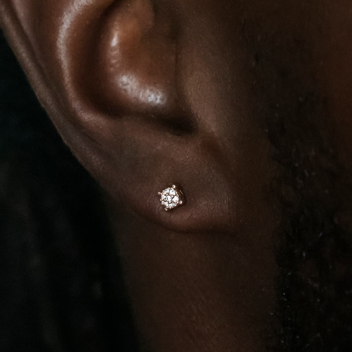 3mm Pave Round Earrings in Rose Gold