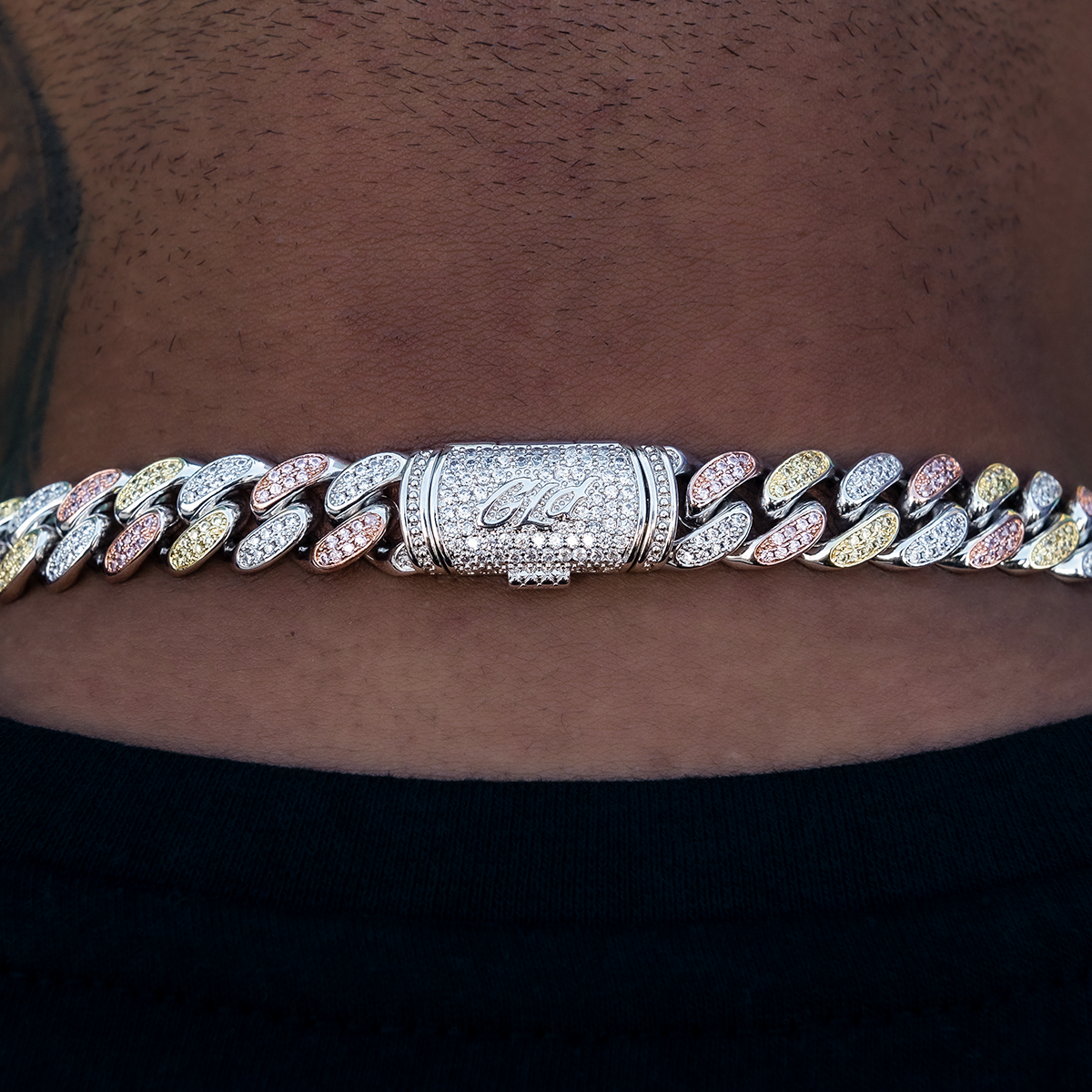 Diamond Cuban Link Chain in Yellow/Rose/White Gold- 12mm