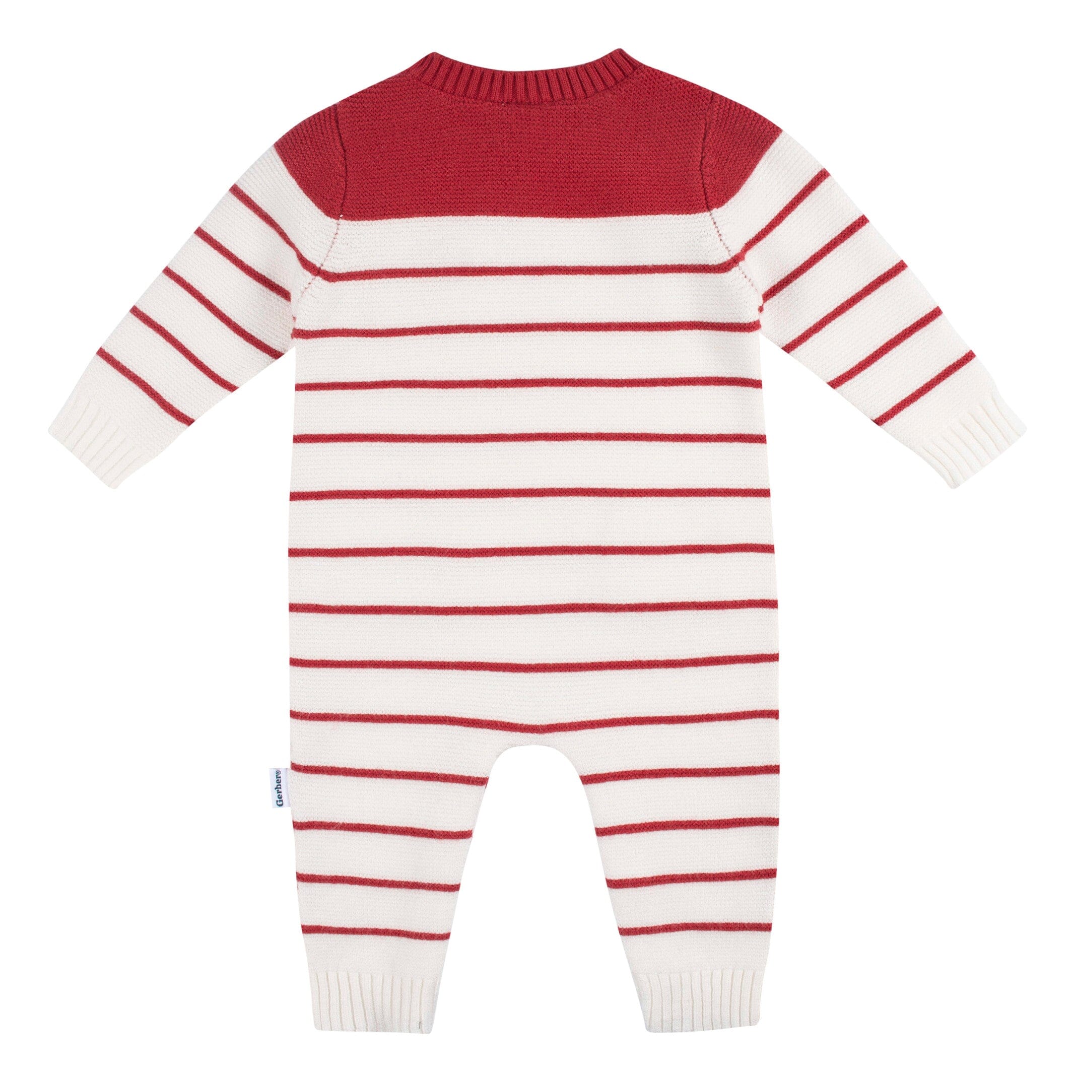 Baby Boys Red & White Stripe Sweater Knit Romper