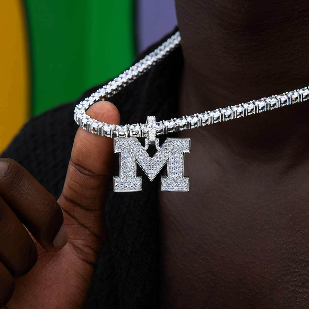 University of Michigan Wolverines Official NCAA Micro Logo Pendant in White Gold