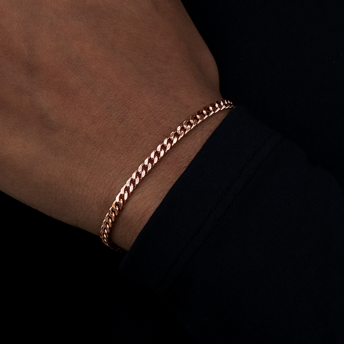 Micro Cuban Bracelet in Rose Gold- 3mm