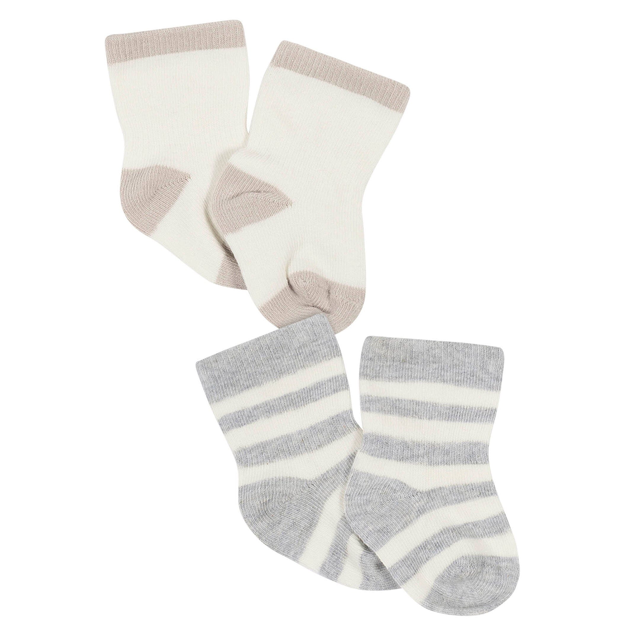 6-Piece Baby Neutral Silver Cloud/Grey Heather Wiggle Proof Socks