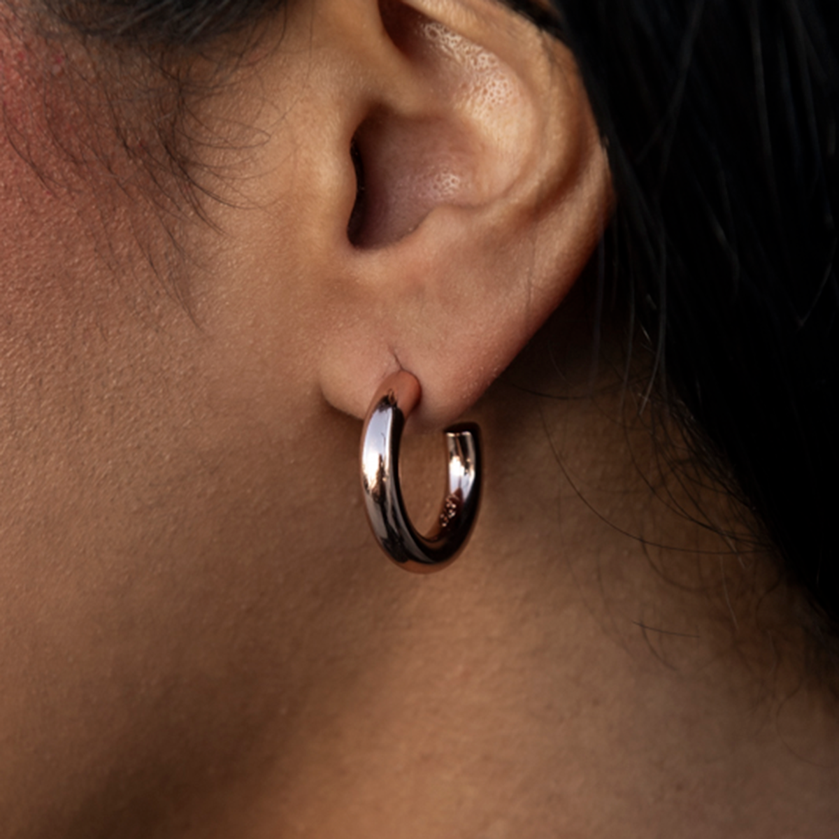 Tube Hoop Earrings in Rose Gold