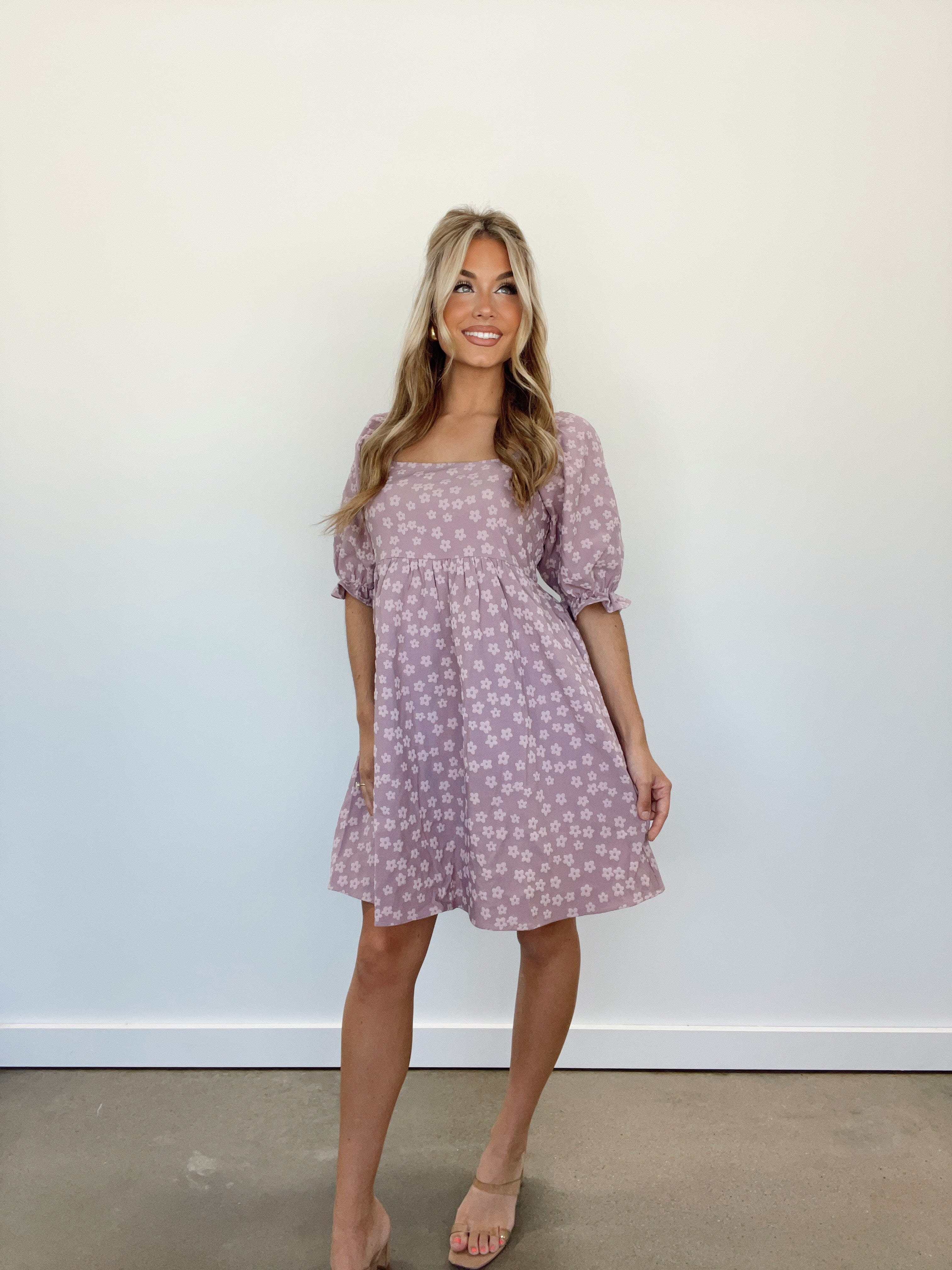 Lavender Floral Print Dress