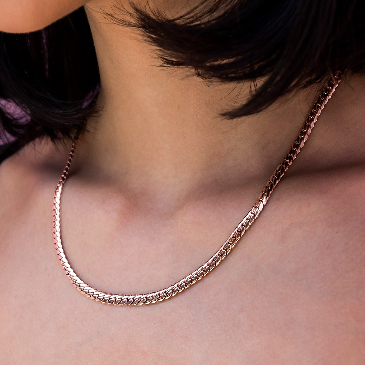 South Beach Cuban Necklace in Rose Gold- 5mm