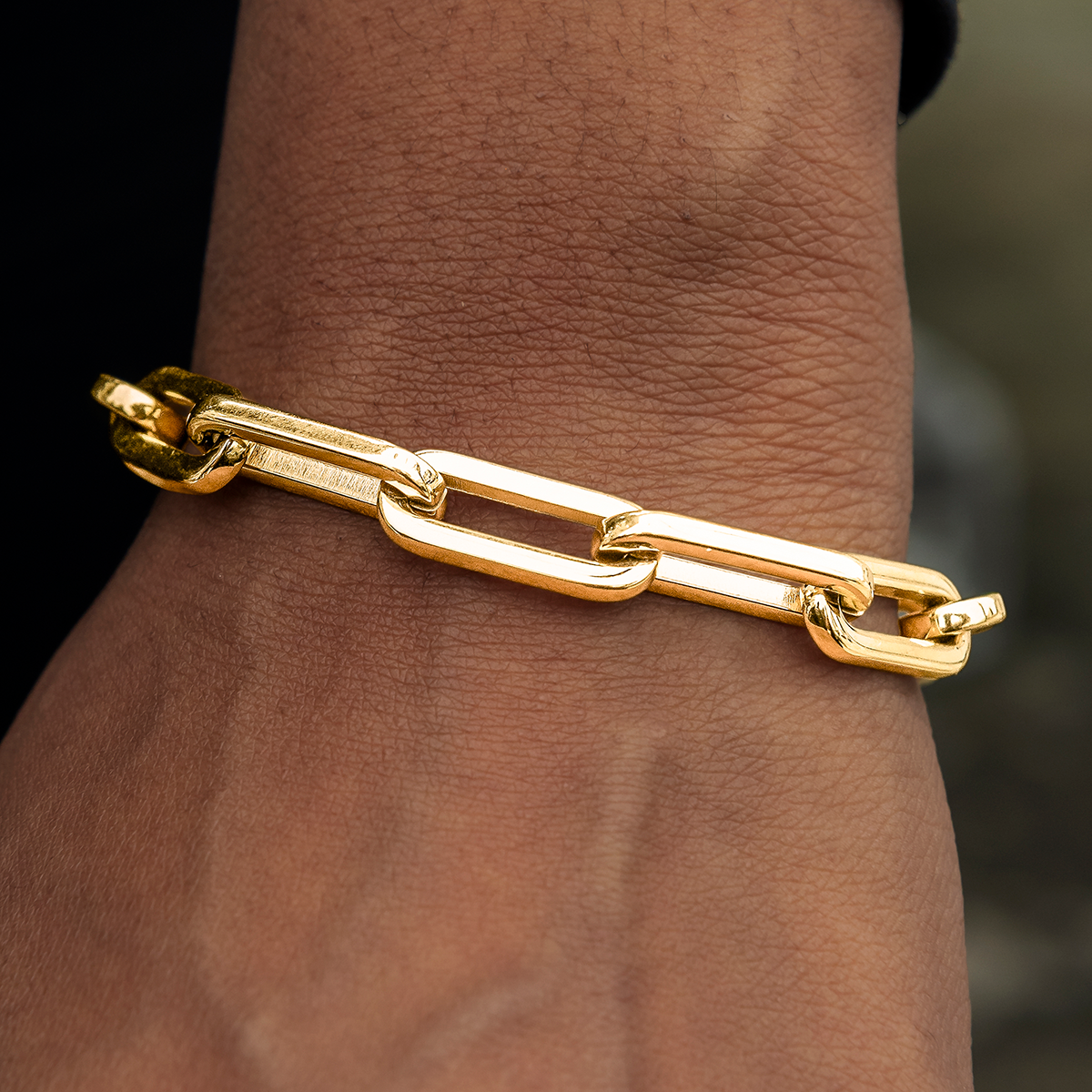 Paper Clip Bracelet in Yellow Gold- 8mm