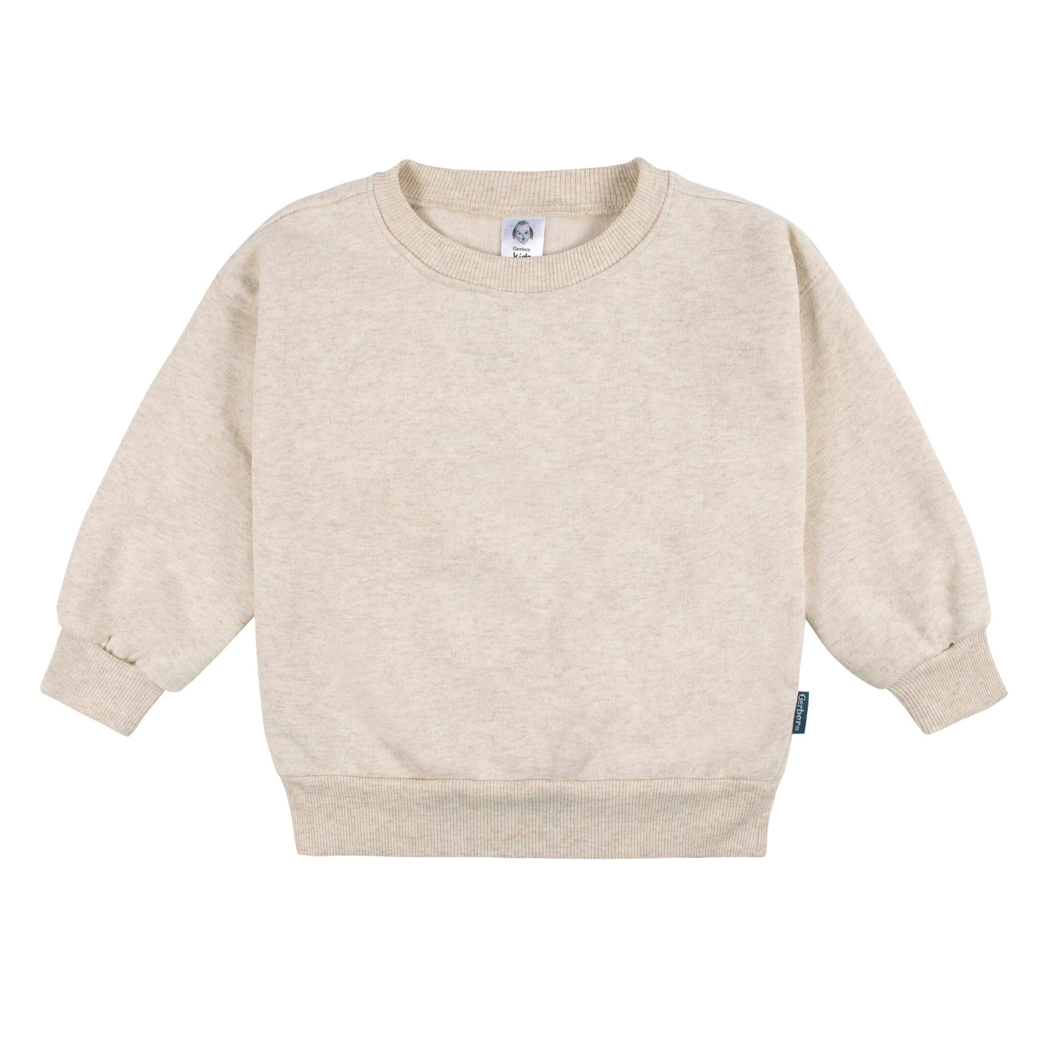 2-Piece Infant & Toddler Neutral Oatmeal Heather Sweatshirt & Pant Set