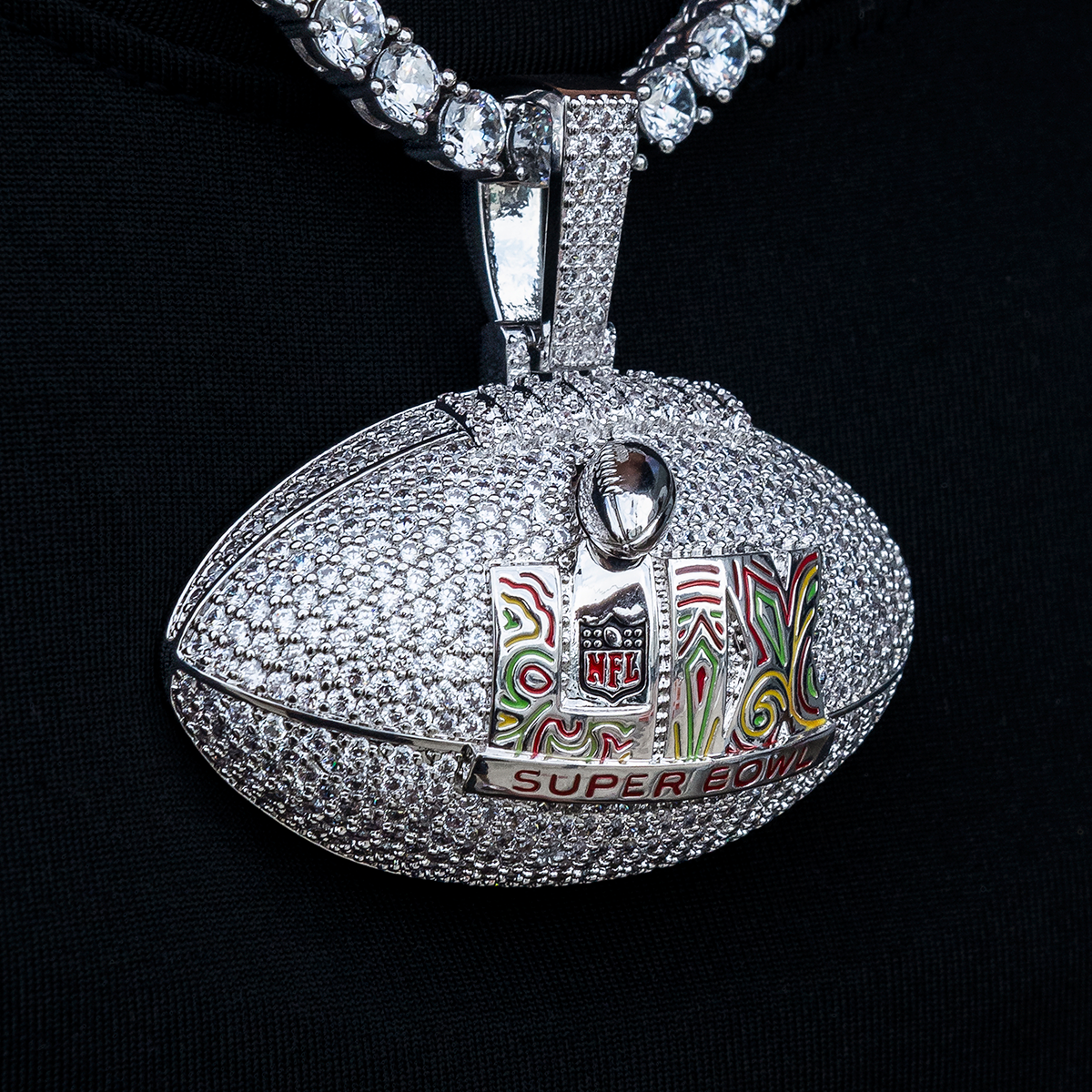 Super Bowl LIX Official NFL Football Pendant in White Gold