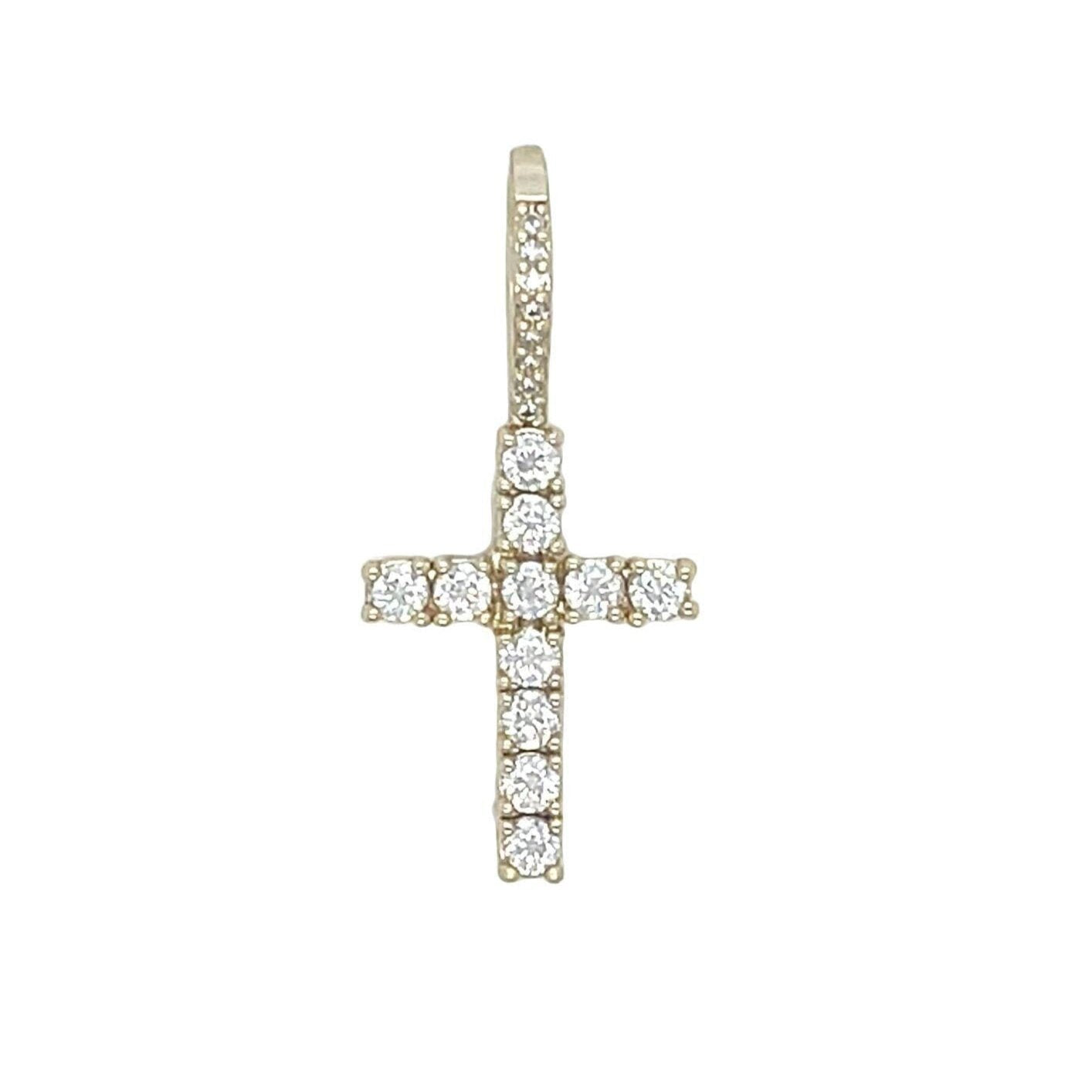 Moissanite Diamond Cross Micro Pendant in Yellow Gold Vermeil