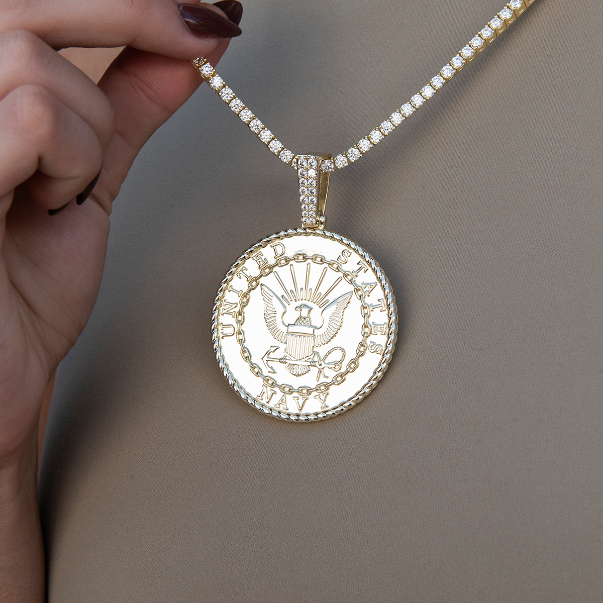 U.S. Navy Pendant in Yellow Gold