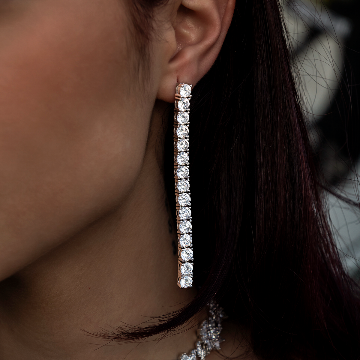 Round Cut Stone Drop Earrings