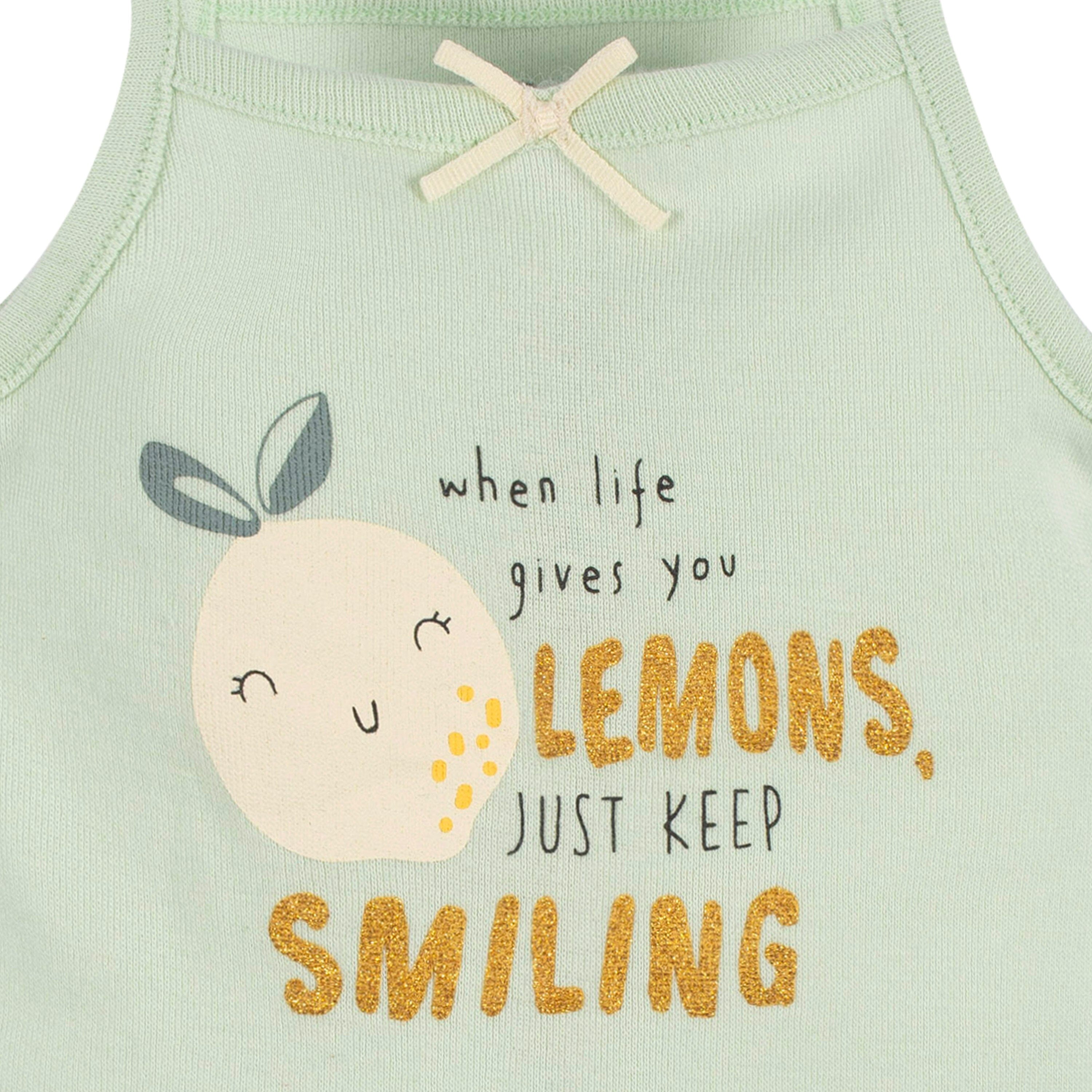 4-Pack Baby Girls Little Lemon Sleeveless Onesies Bodysuits