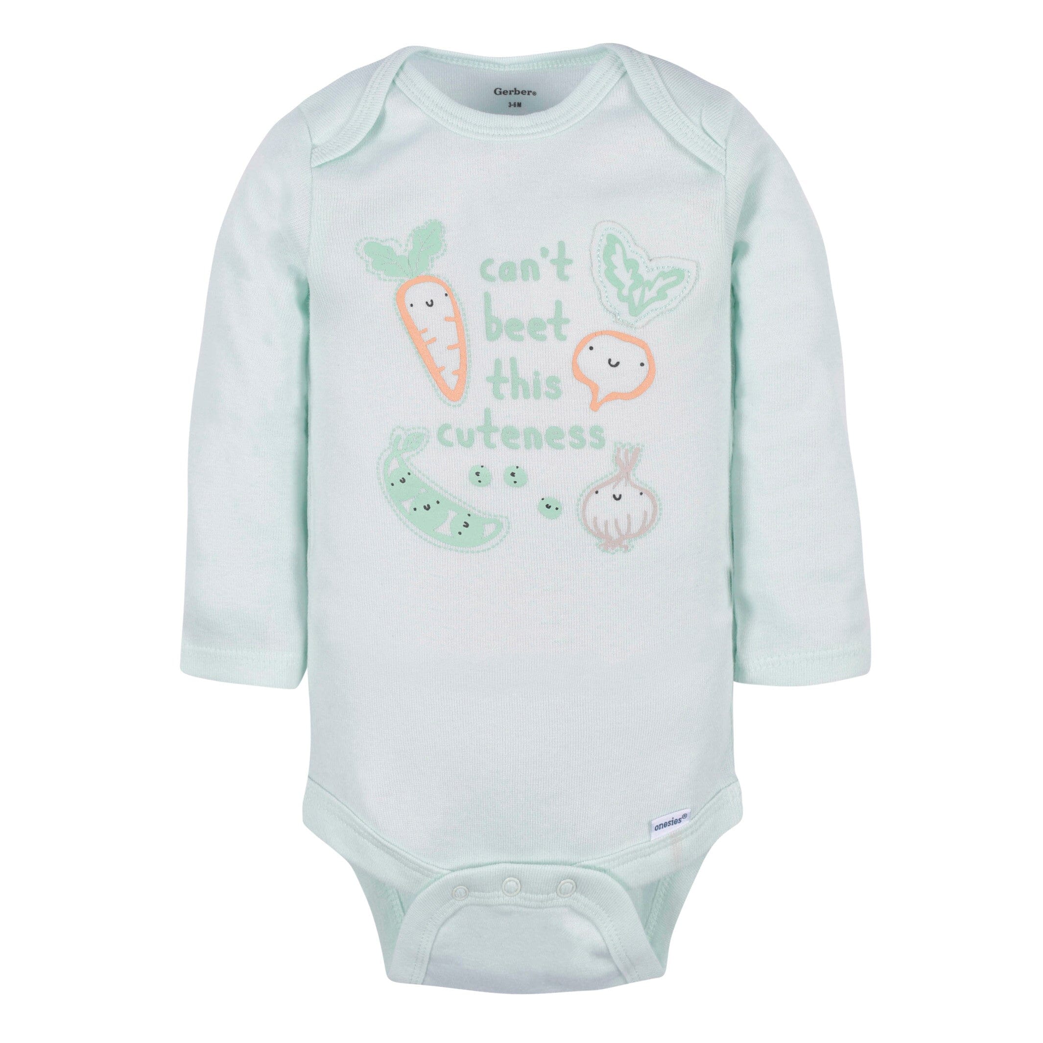 3-Pack Baby Neutral Vegetables Long Sleeve Onesies Bodysuits