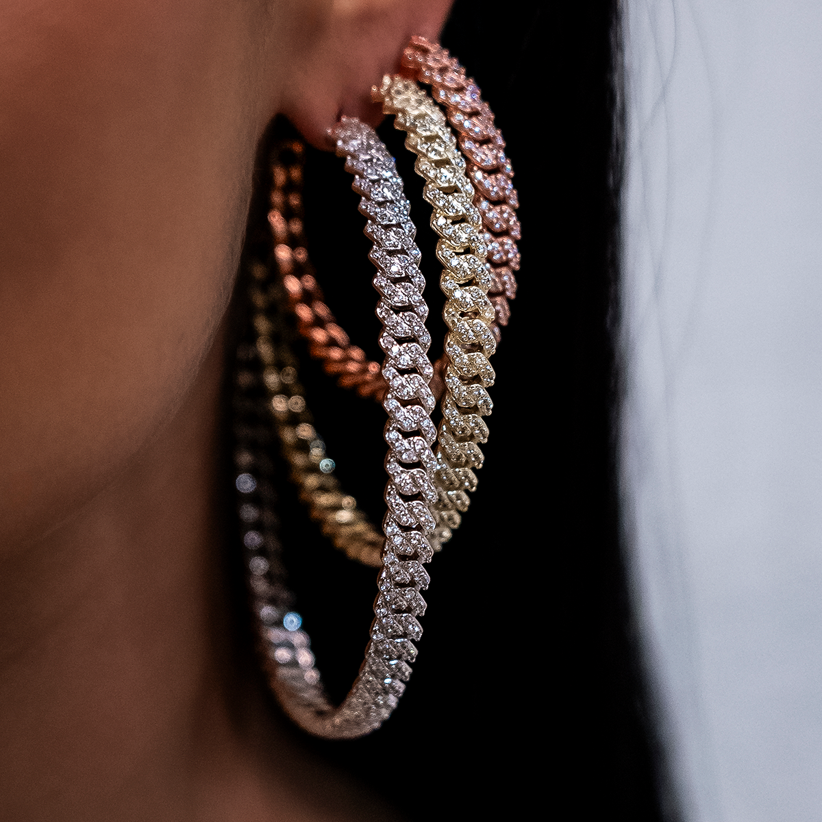 Diamond Prong Hoop Earrings in Rose Gold